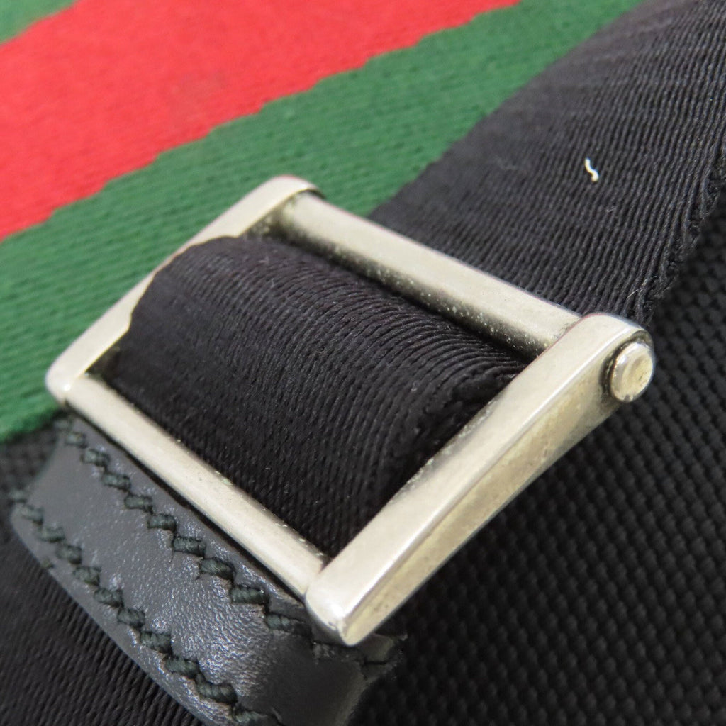 Gucci Sherry Line Black Canvas Leather Shoulder Bag (Pre-Owned)