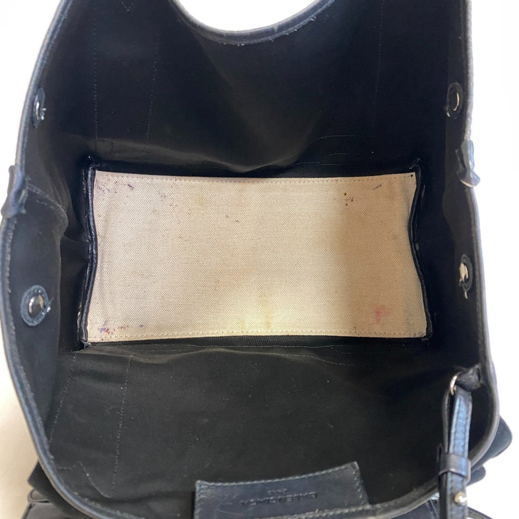 Balenciaga Black Ivory Canvas Leather Hand