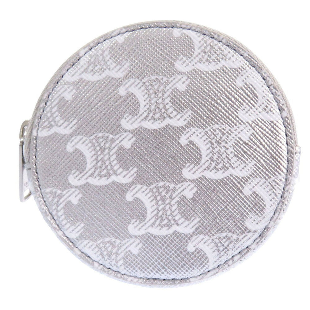 Celine Silver White Leather Coin Purse/Coin Case