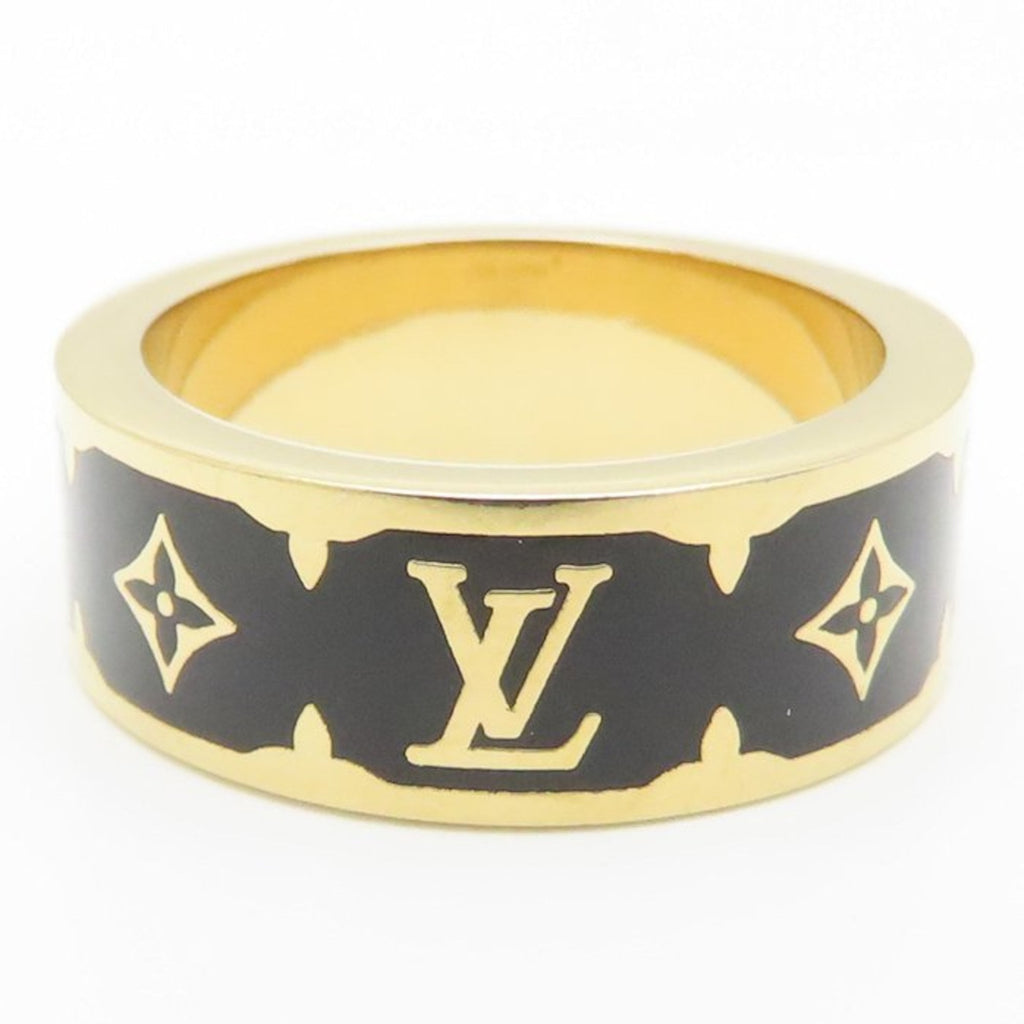 Louis Vuitton Gold Black Gold Plating Band Ring