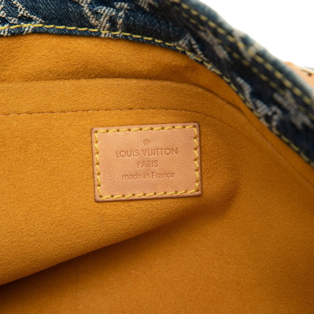 Louis Vuitton Blue Canvas Leather Handbag Tote Bag