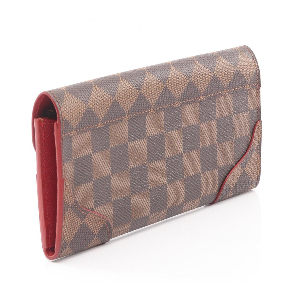 Louis Vuitton Brown Cerise Ebene Red Color Damier Canvas Leather Pvc Long Wallet