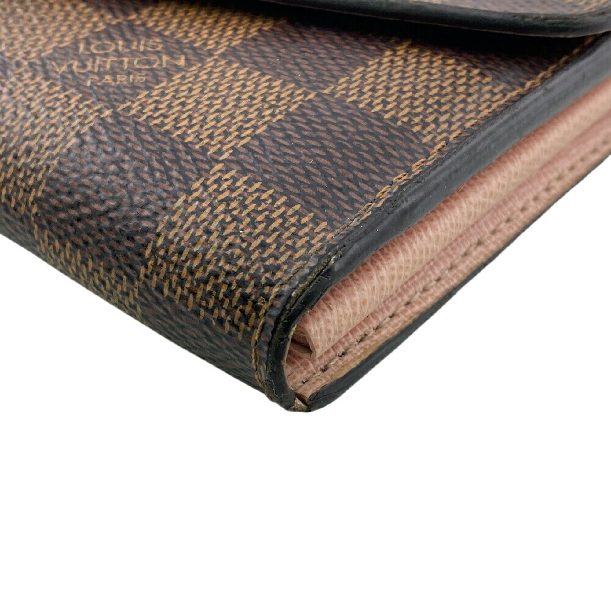 Louis Vuitton Damier Brown Rose Ballerine Leather Long Wallet