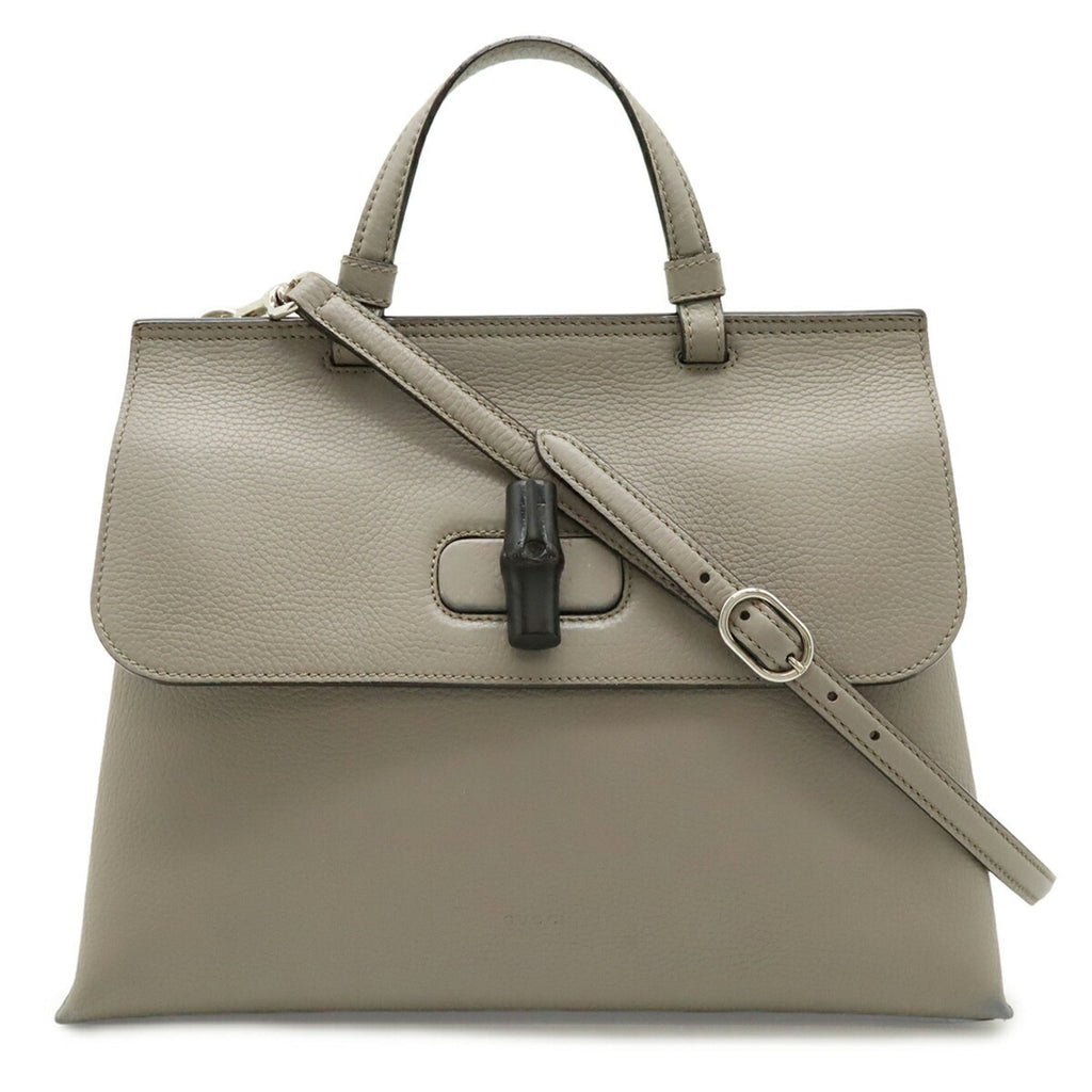 Gucci Gray Bamboo Handbag Shoulder Bag (Pre-Owned)