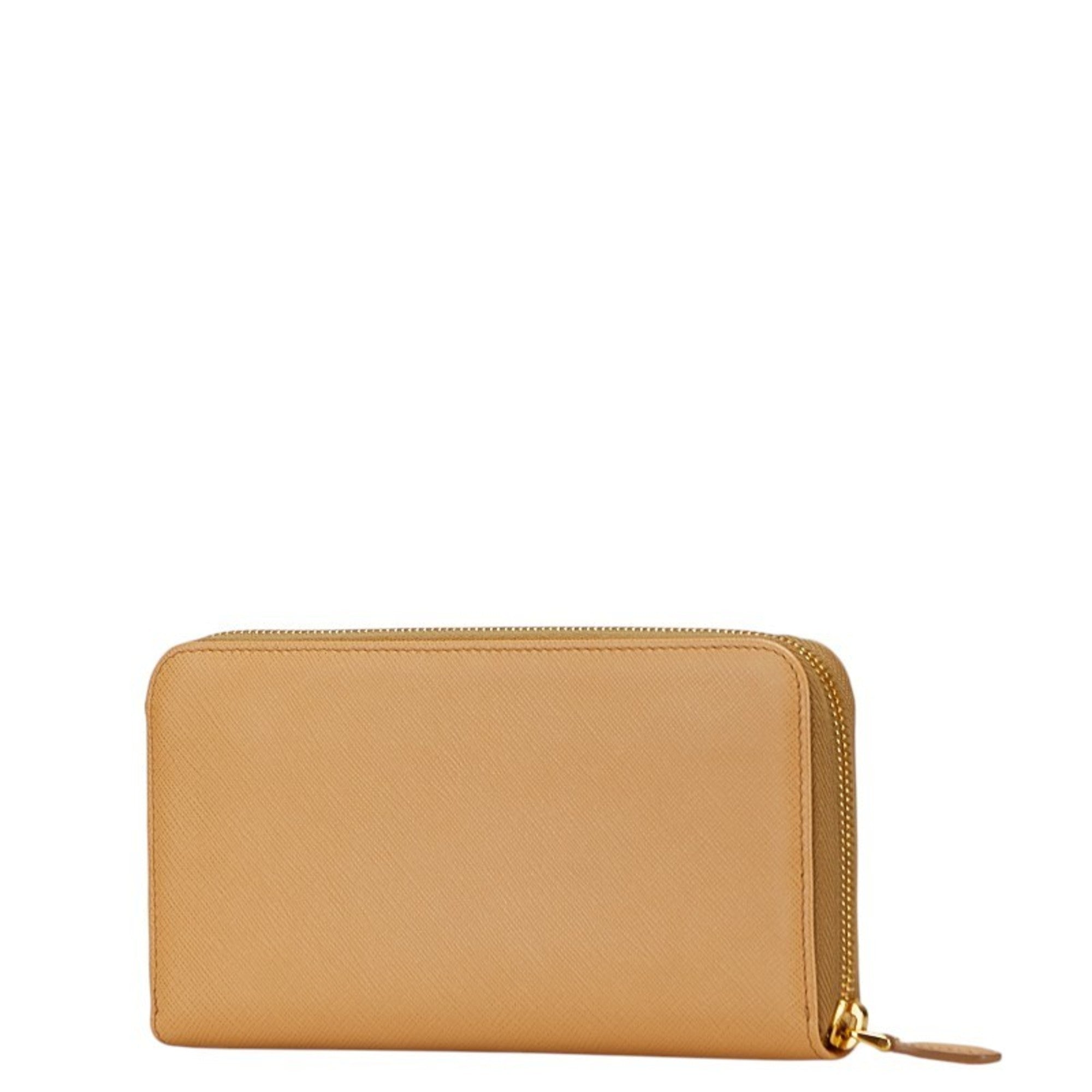 Prada Beige Leather Long Wallet (Bi-Fold)