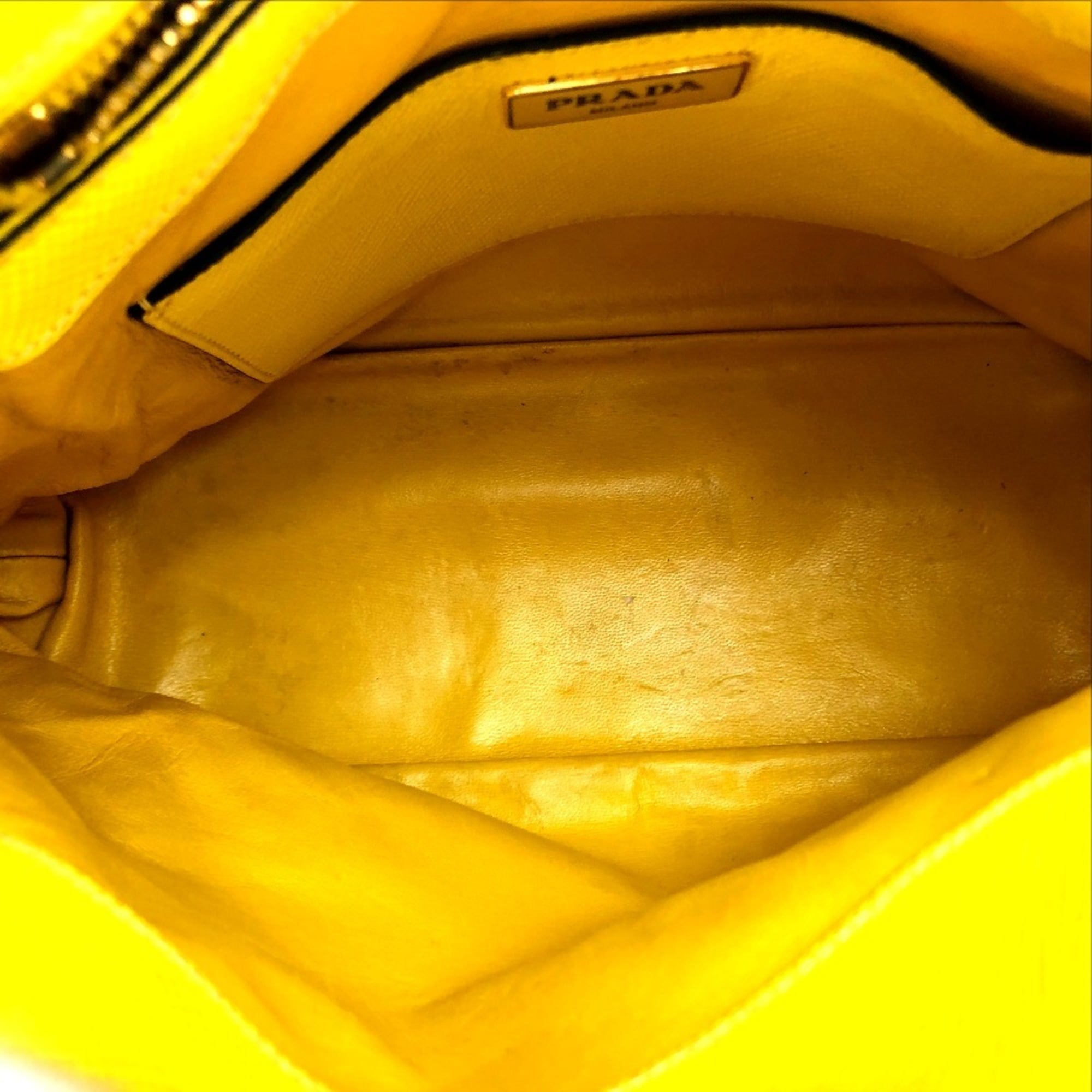 Prada Yellow Leather Handbag Shoulder Bag