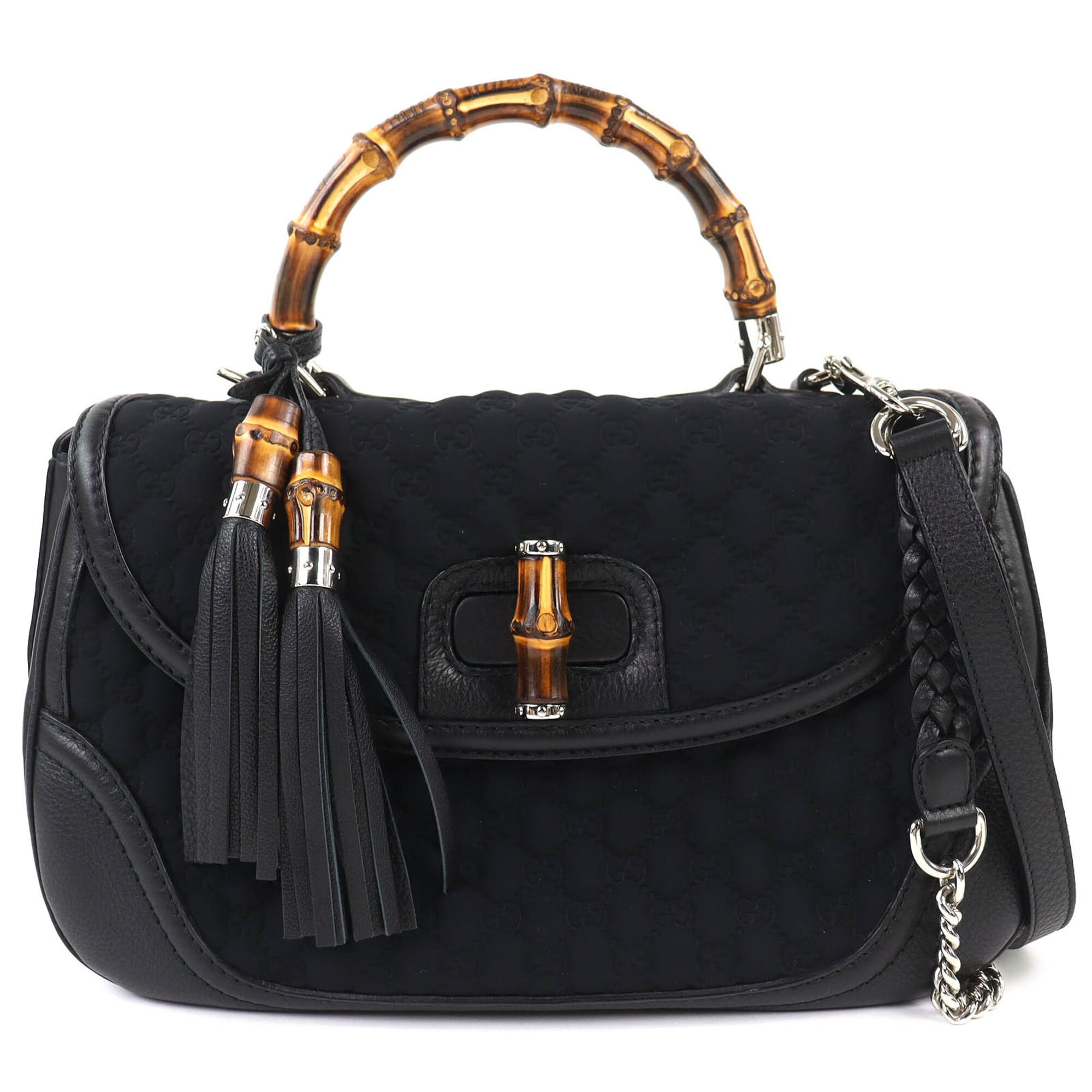 Gucci Black Leather Handbag Shoulder Bag (Pre-Owned)