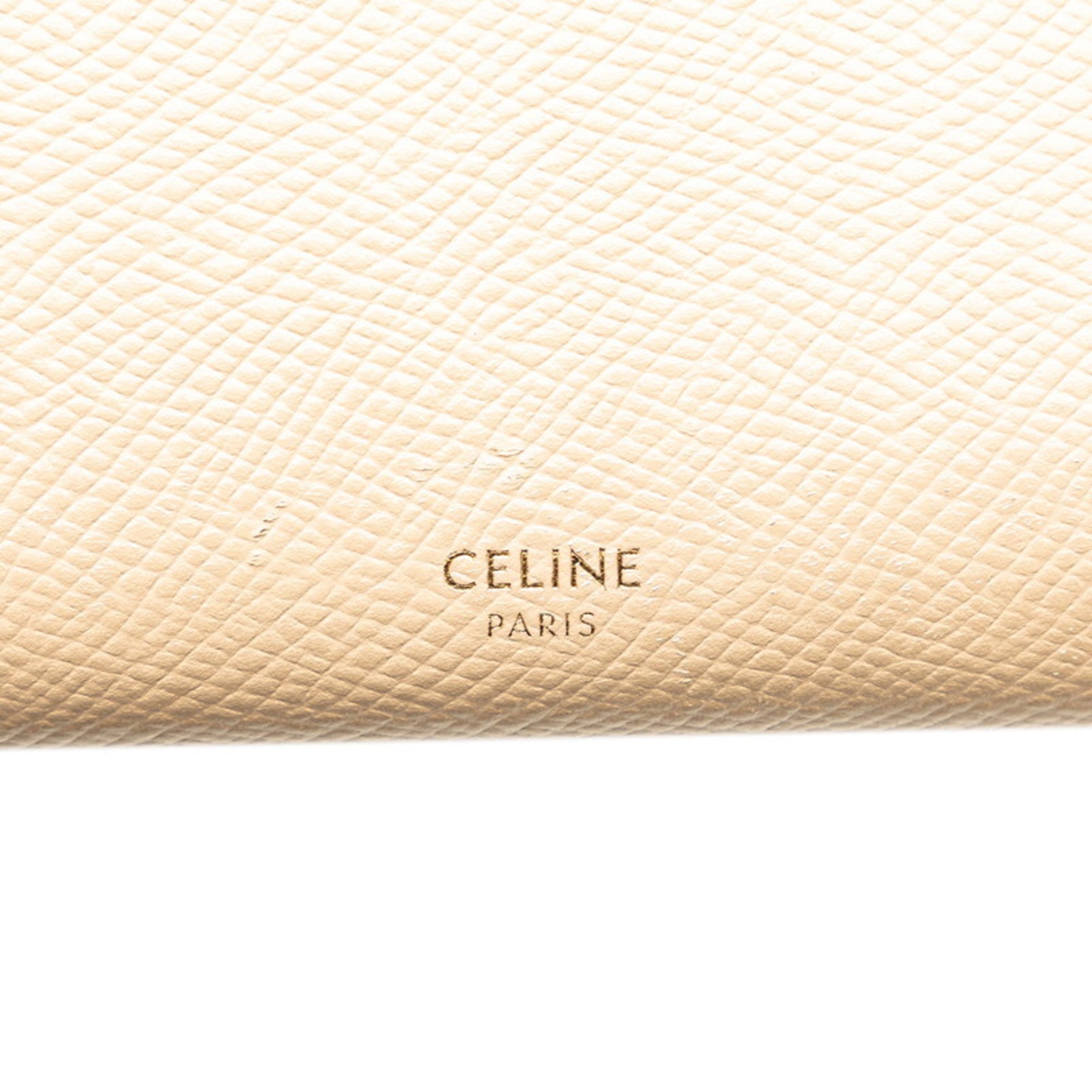 Celine Beige Leather Long Wallet (Bi-Fold)