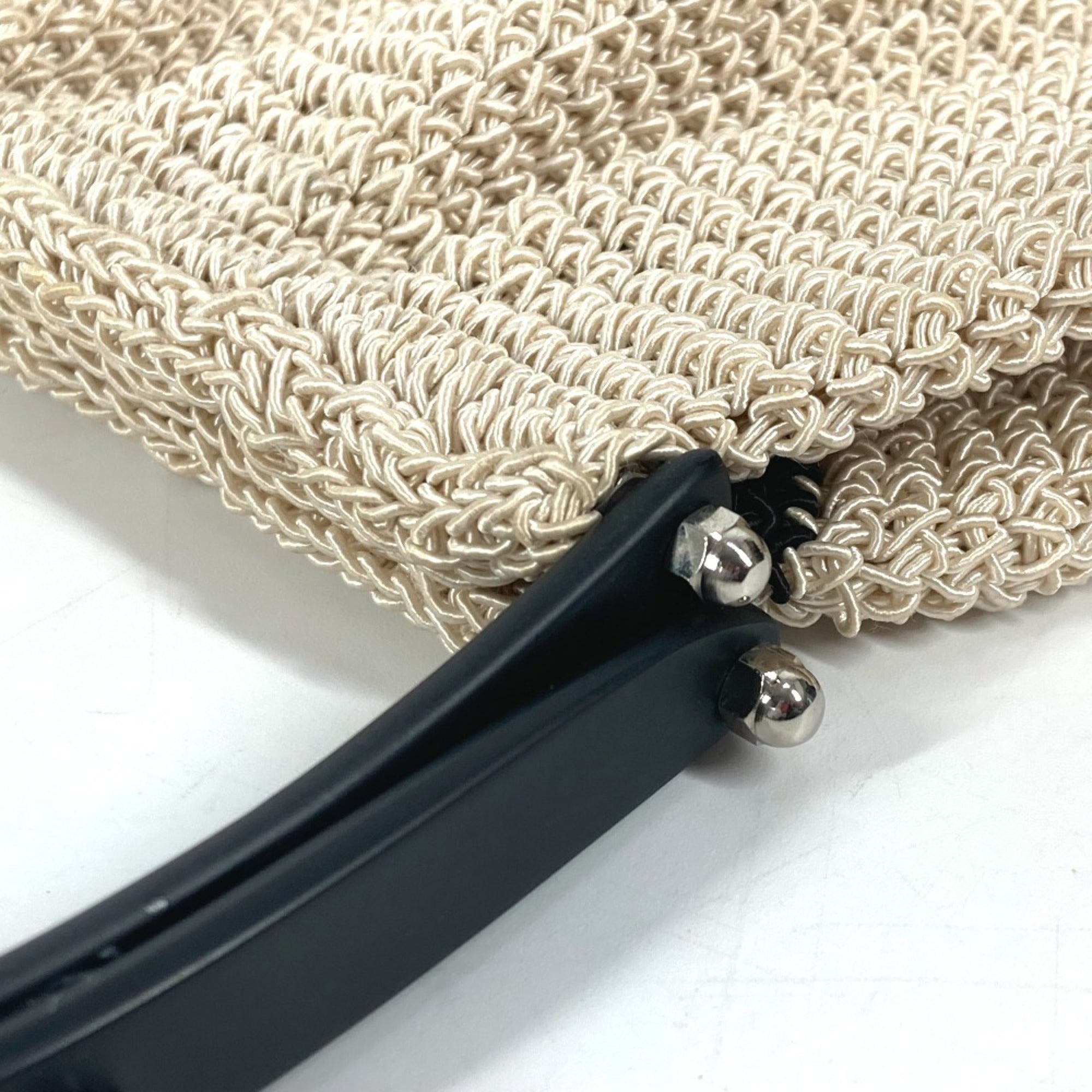 Chanel Beige Black Mesh Handbag