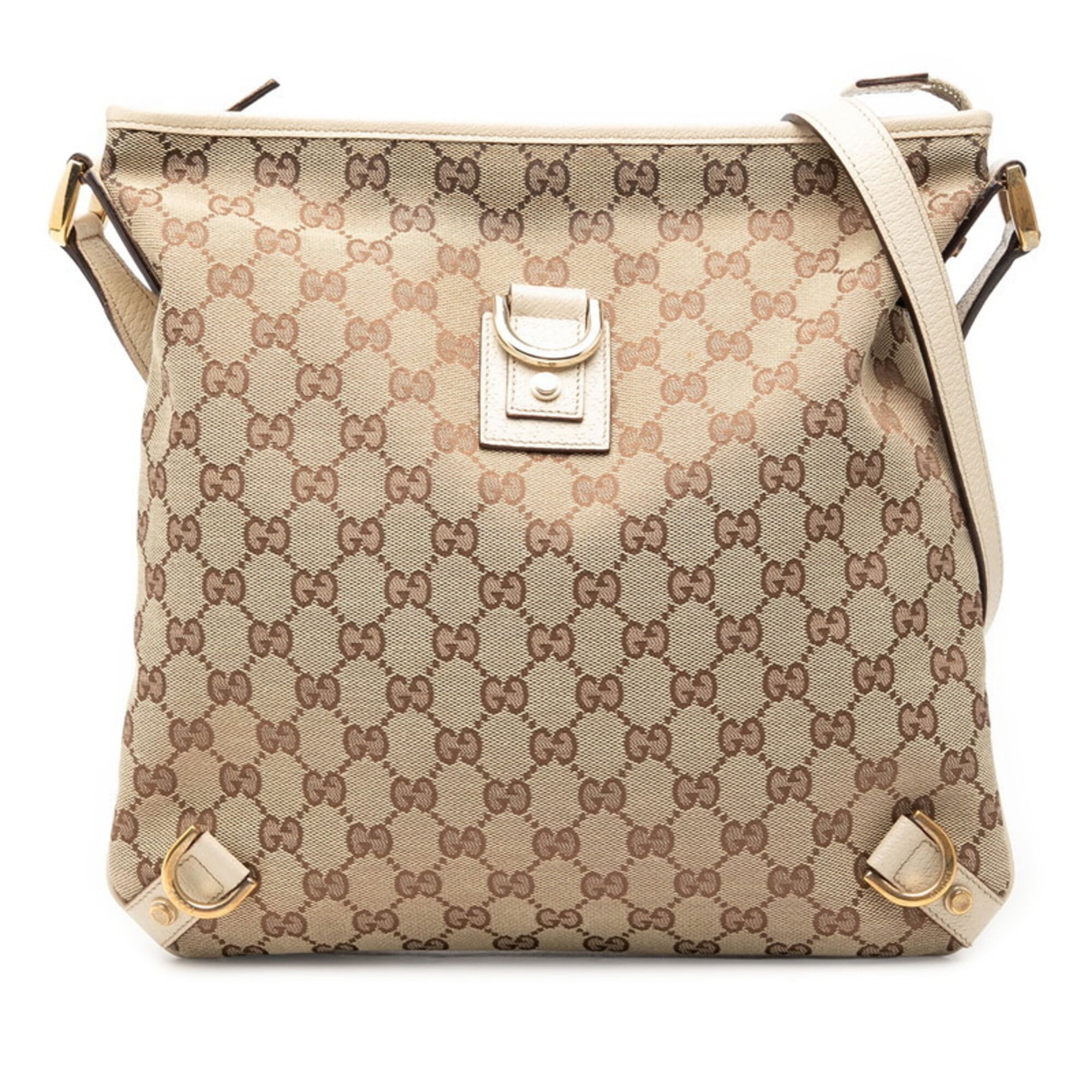 Gucci Brown Canvas Leather Shoulder Bag (Pre-Owned)