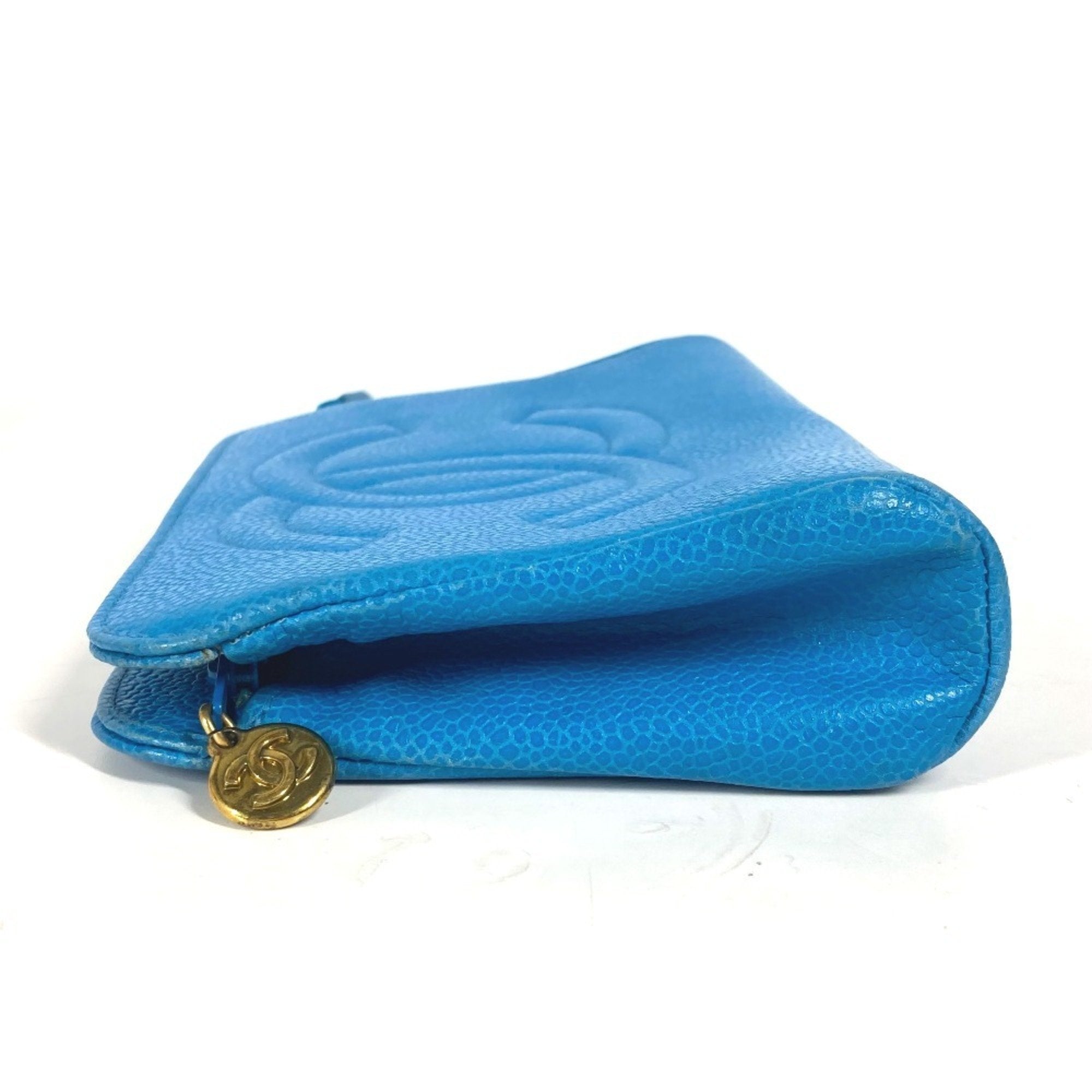 Chanel Blue Caviar Leather Pouch