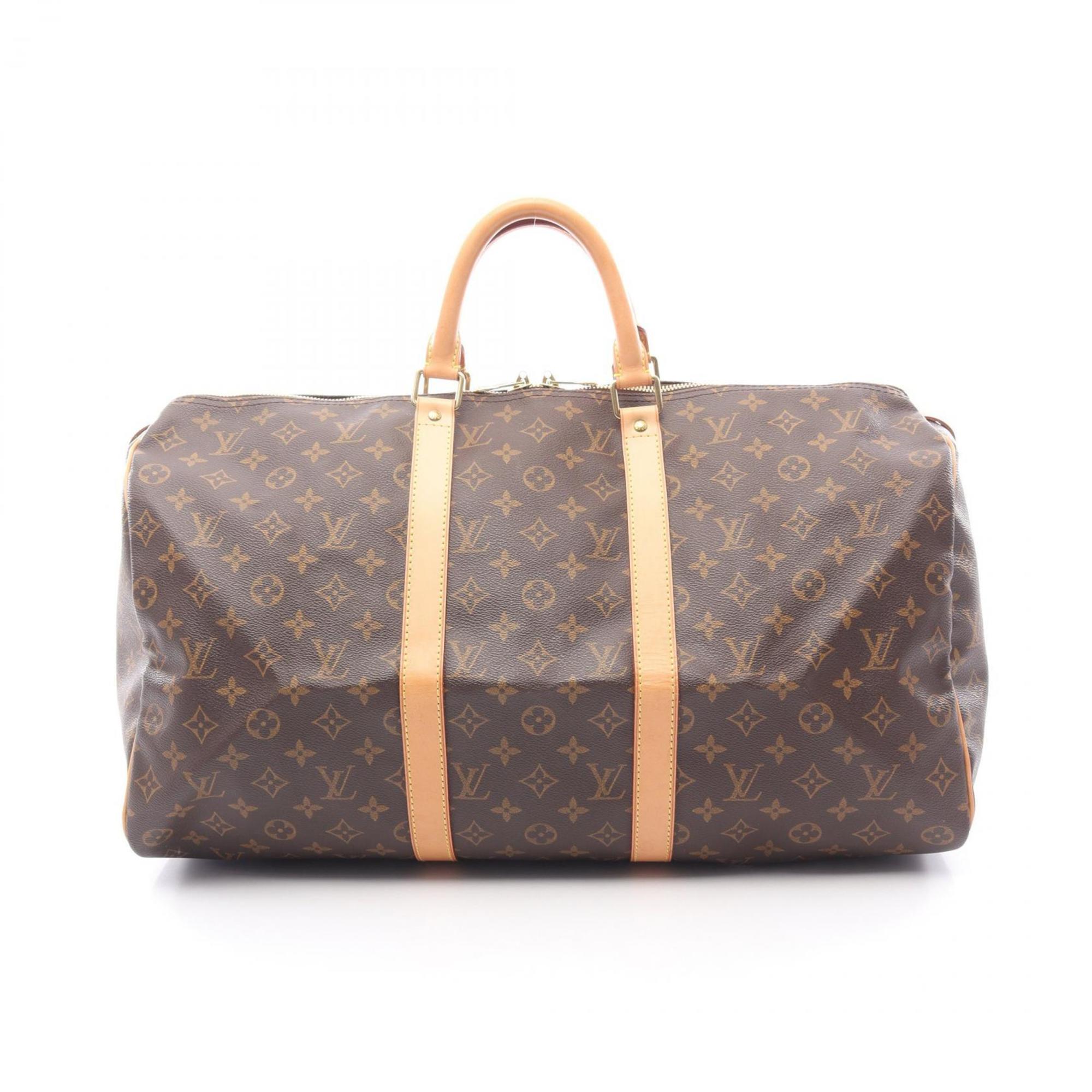 Louis Vuitton Brown Coated Canvas Leather Boston Bag