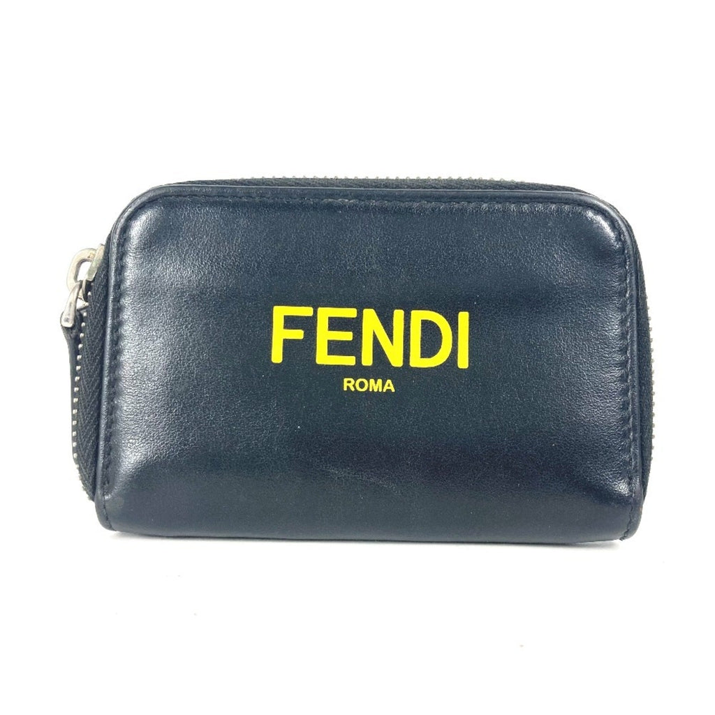 Fendi Black Yellow Leather Coin Purse/Coin Case