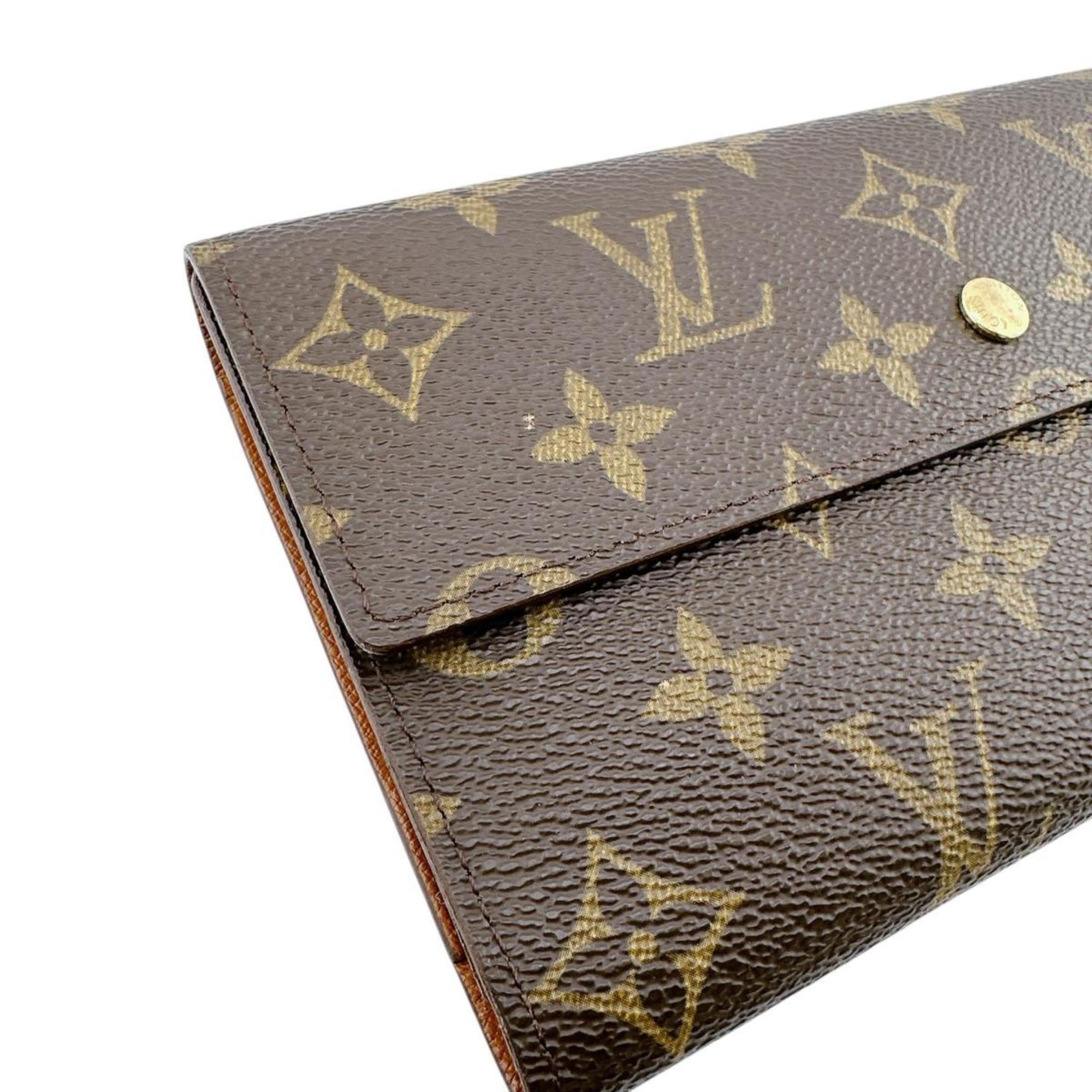 Louis Vuitton Brown Monogram Long Wallet (Tri-Fold)
