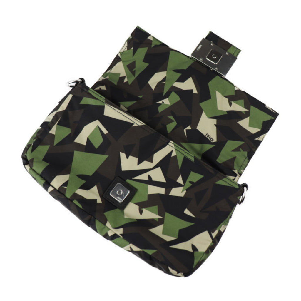 Fendi Beige Black Camouflage Green Nylon Leather Clutch Bag Fanny Pack Pouch Shoulder Bag