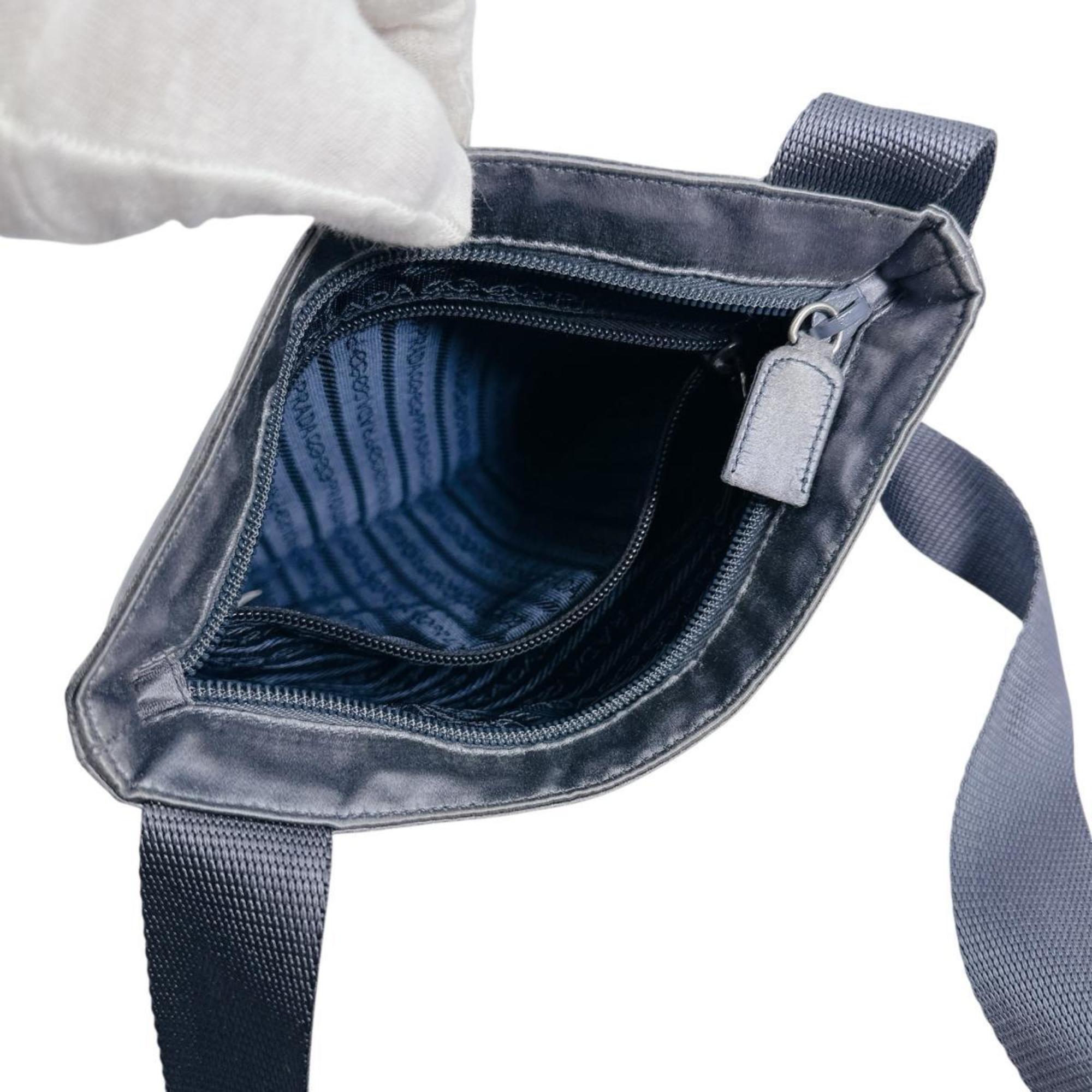 Prada Gray Satin Pochette Shoulder Bag