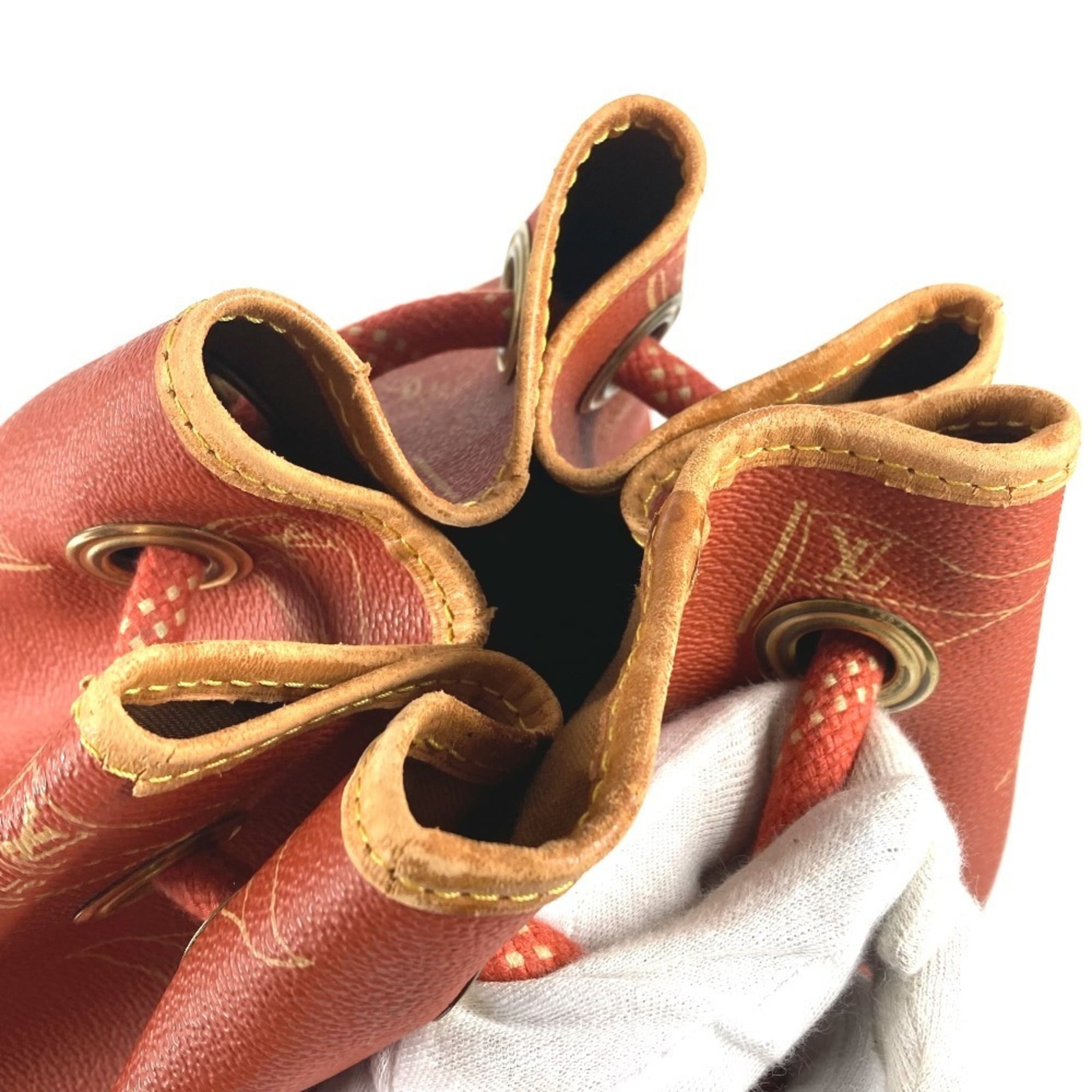 Louis Vuitton Orange Leather Canvas Shoulder Bag