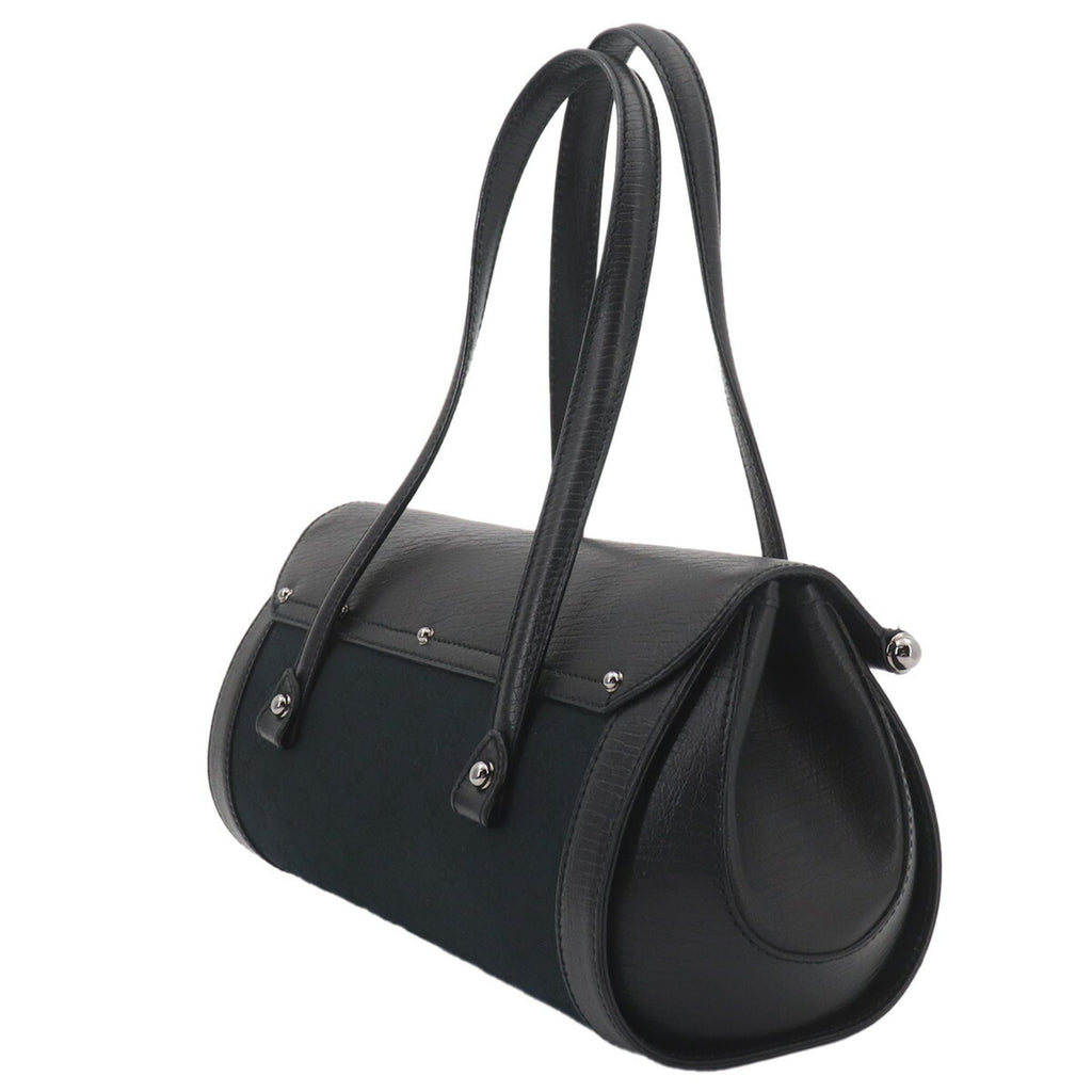 Gucci Black Gg Canvas Leather Handbag (Pre-Owned)