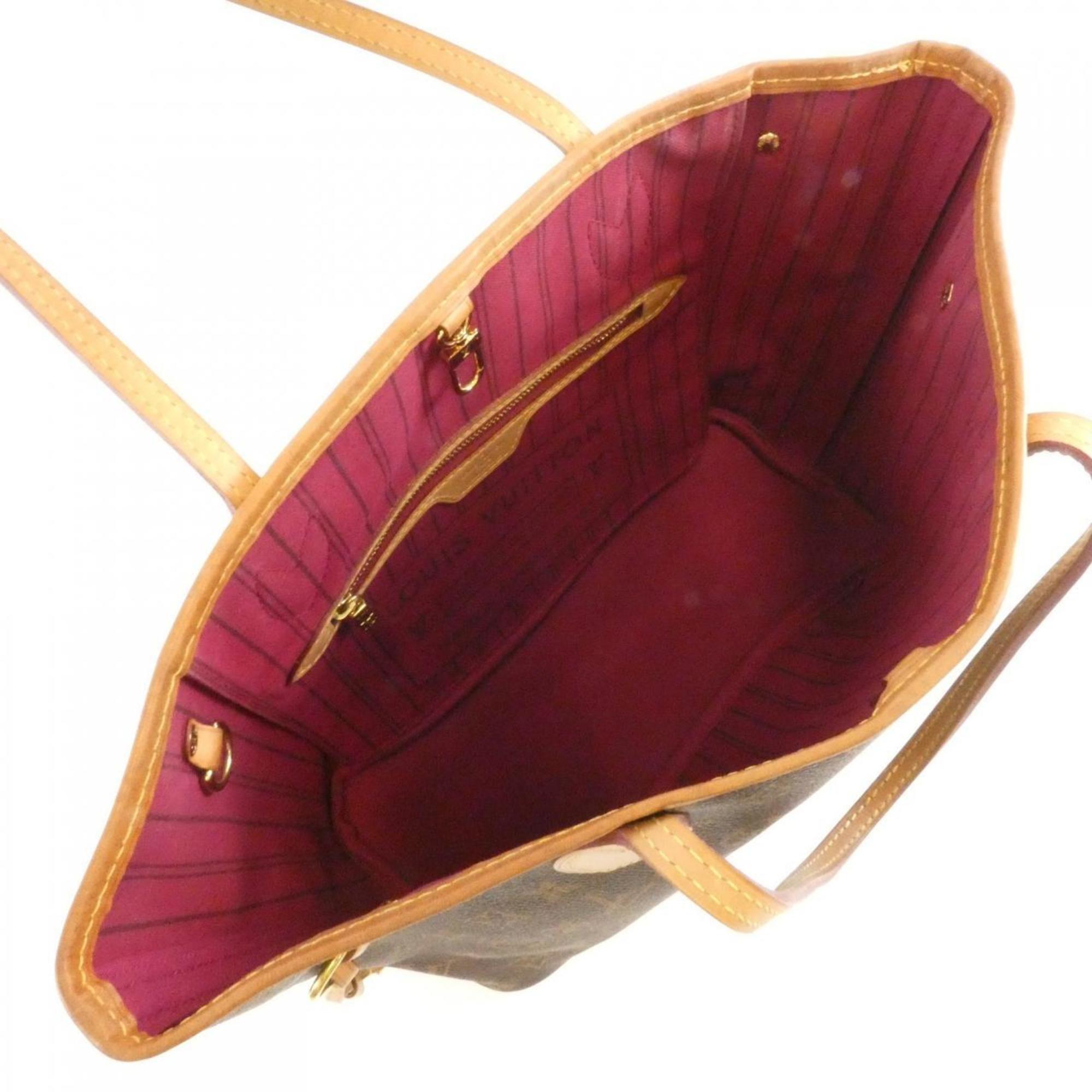 Louis Vuitton Fuchsia Marron Coated Canvas Handbag