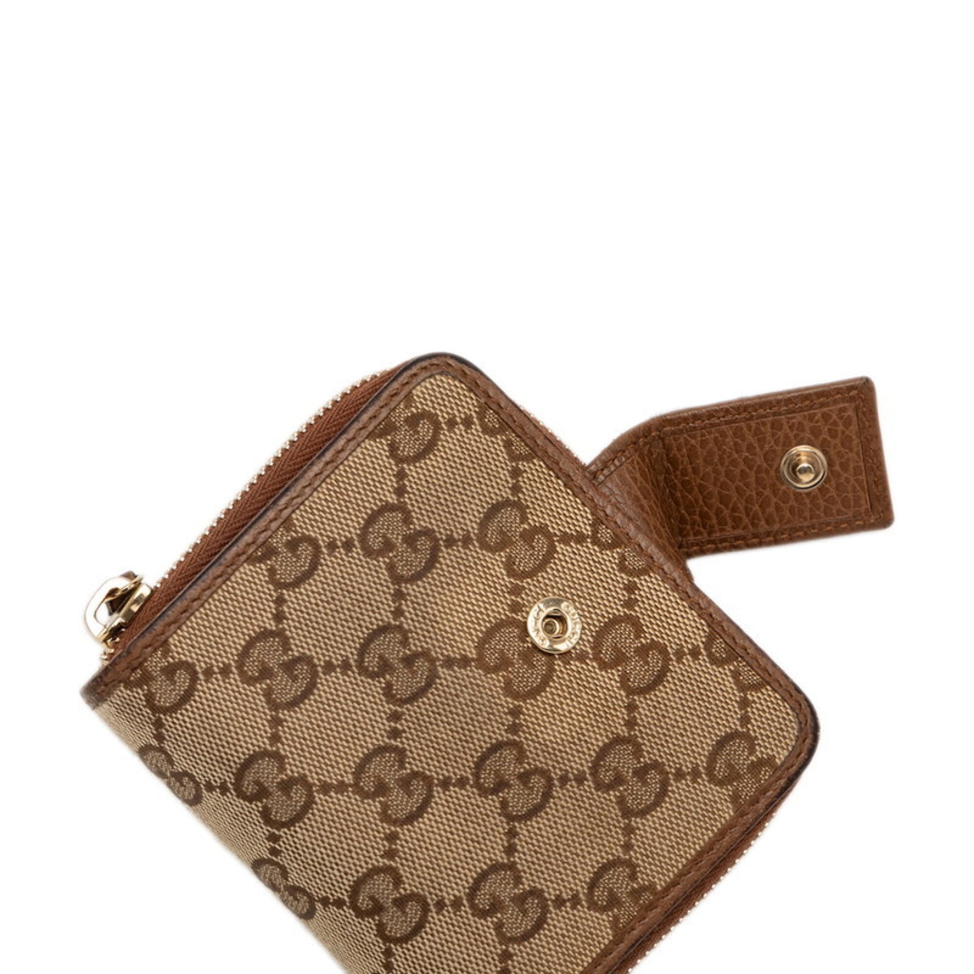Gucci Beige Brown Canvas Leather Wallet (Bi-Fold) (Pre-Owned)
