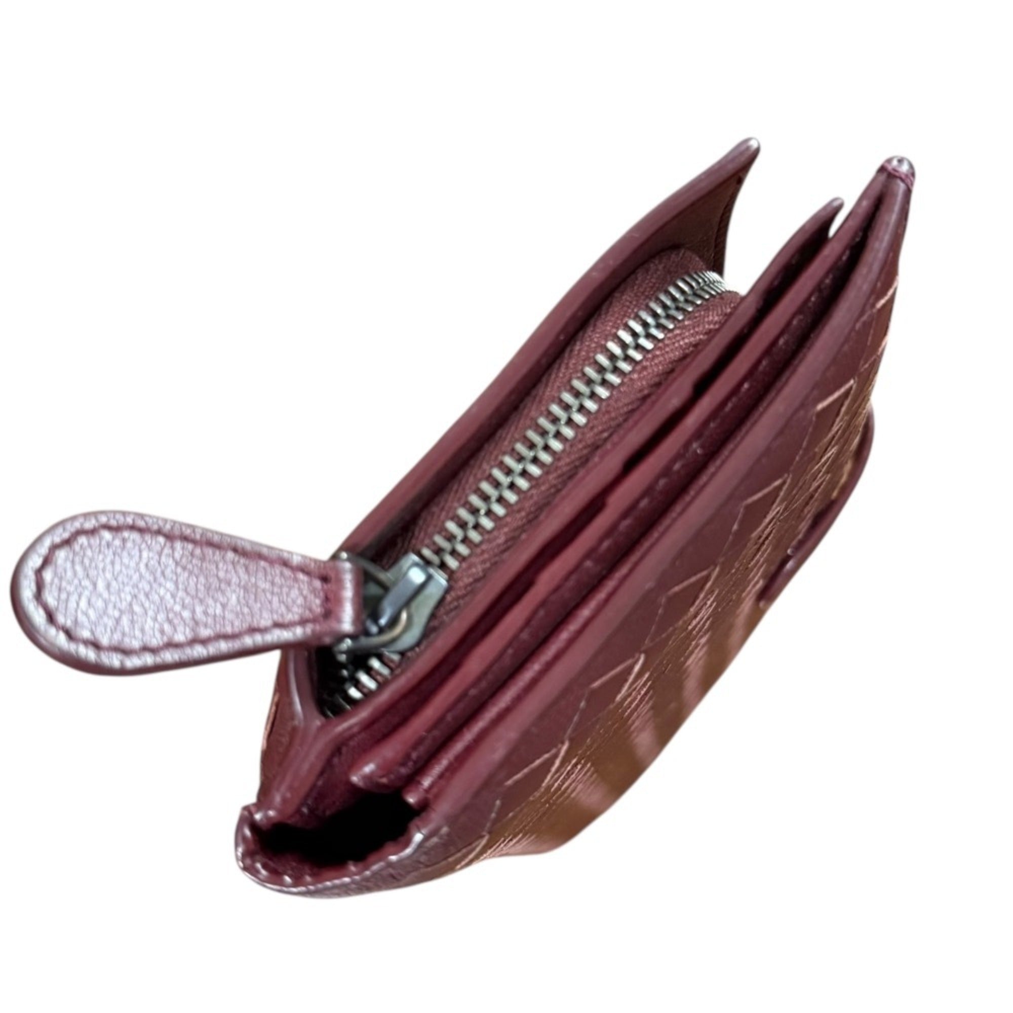 Bottega Veneta Bordeaux Intrecciato Long Wallet (Bi-Fold)