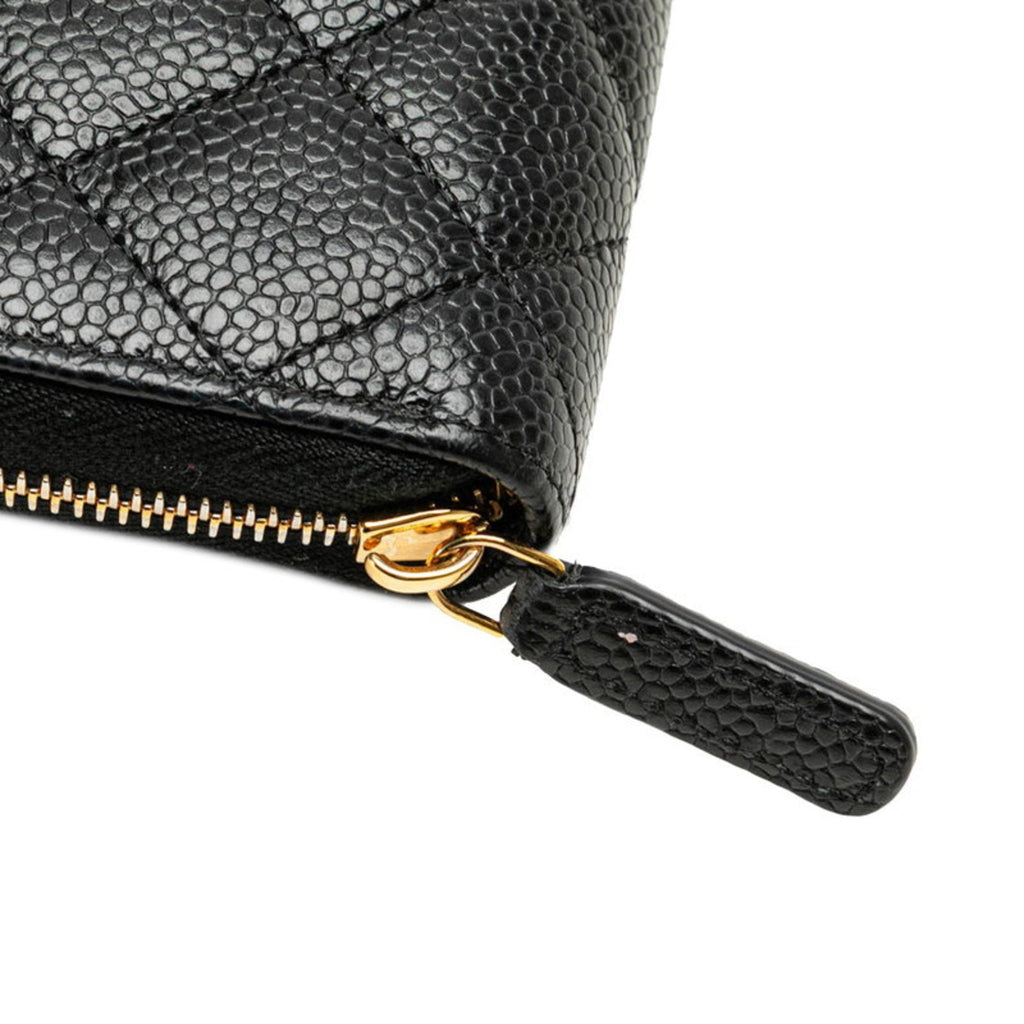 Chanel Black Grained Calfskin Long Wallet (Bi-Fold)