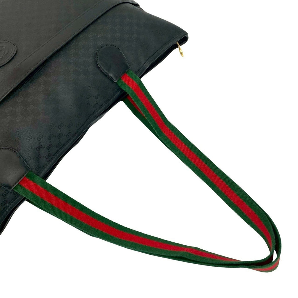 Gucci Black Green Red Color Leather Pvc Tote Bag (Pre-Owned)