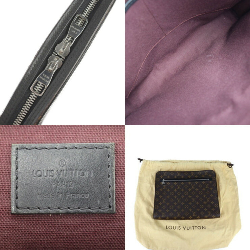 Louis Vuitton Black Brown Pvc Leather Clutch Bag Handbag
