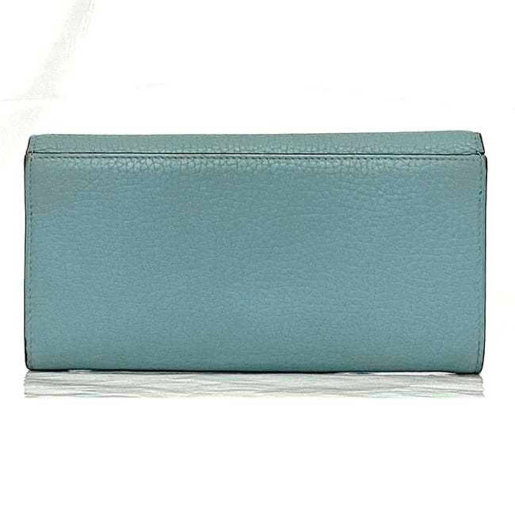 Christian Dior Light Blue Leather Long Wallet (Bi-Fold) (Pre-Owned)