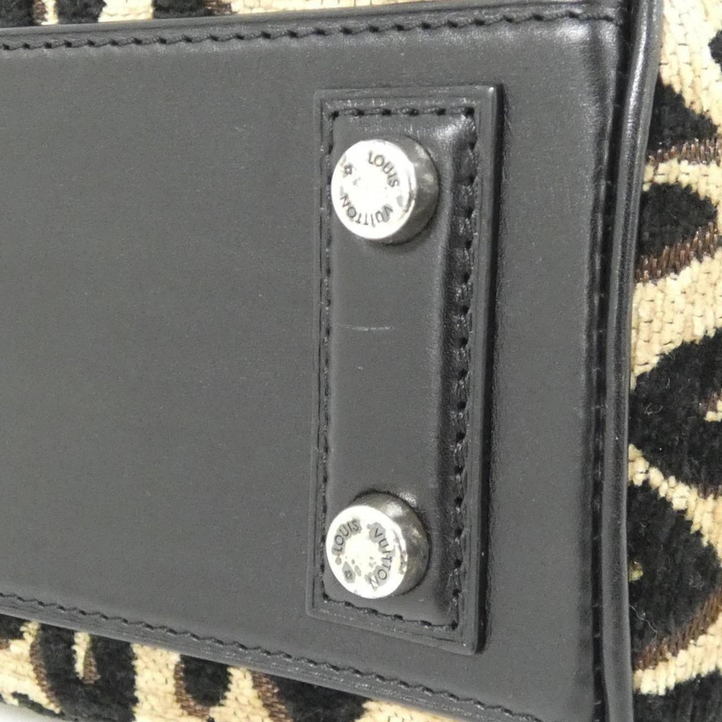 Louis Vuitton Leopard Beige Black Canvas Leather Handbag