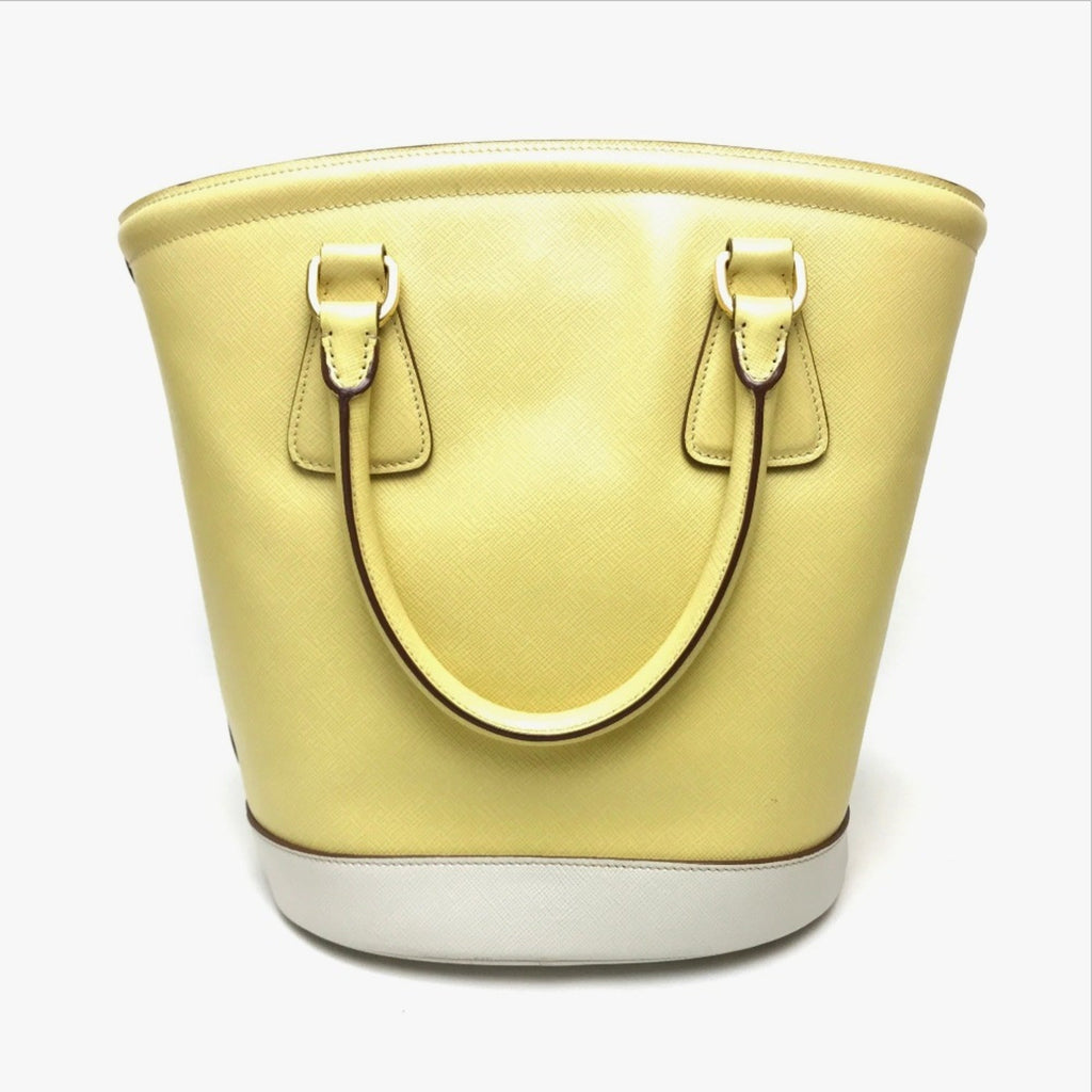 Prada Off-White Yellow Saffiano Shoulder Bag