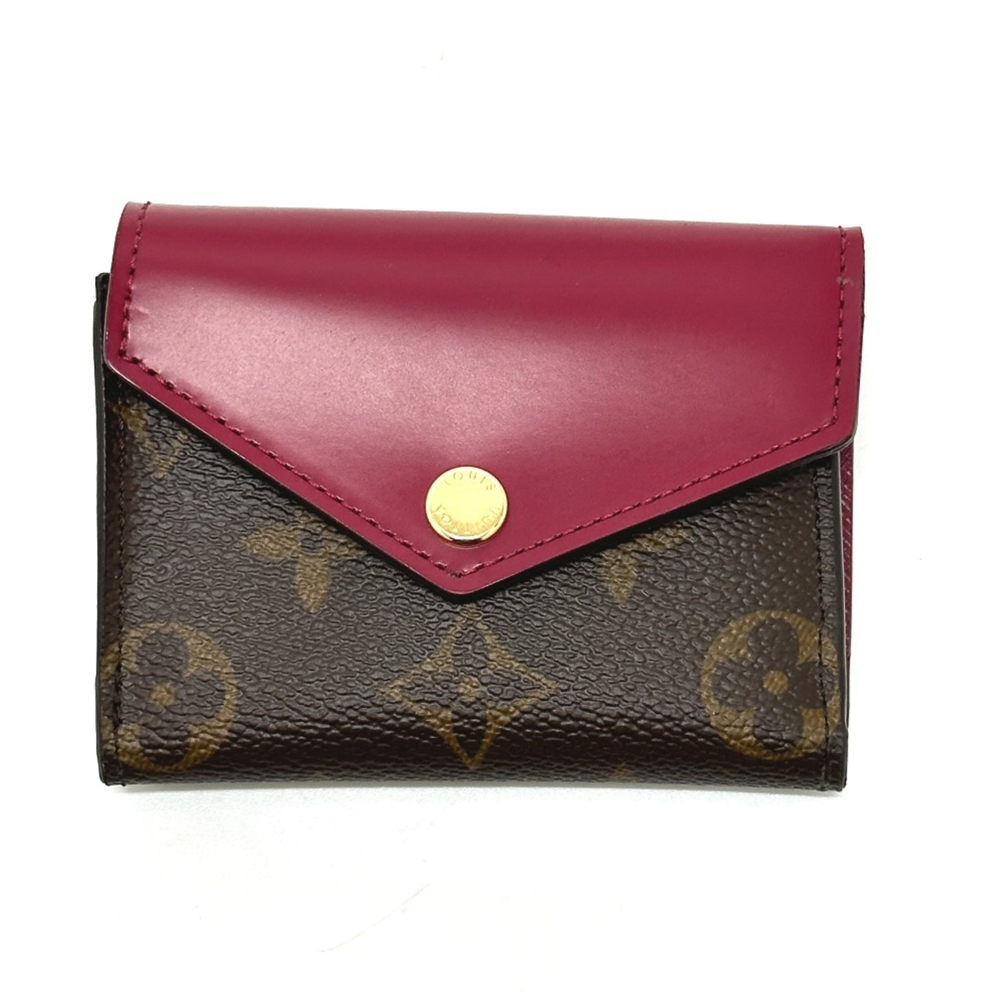 Louis Vuitton Monogram Brown Fuchsia Monogram Wallet (Tri-Fold)