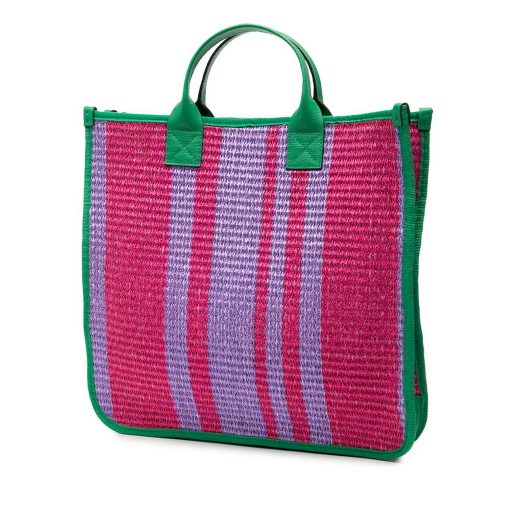 Gucci Green Purple Canvas Handbag Tote Bag (Pre-Owned)
