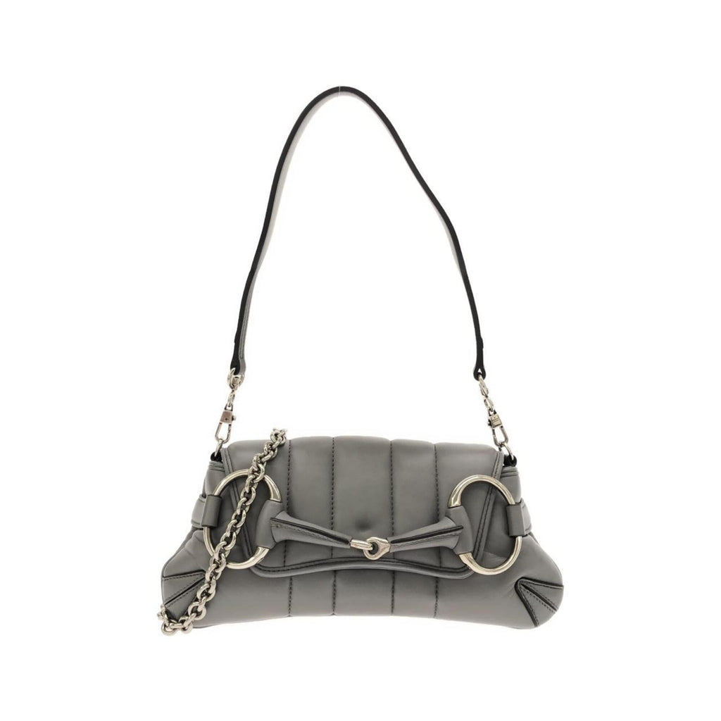 Gucci Gray Quilting Leather Shoulder Bag (Pre-Owned)