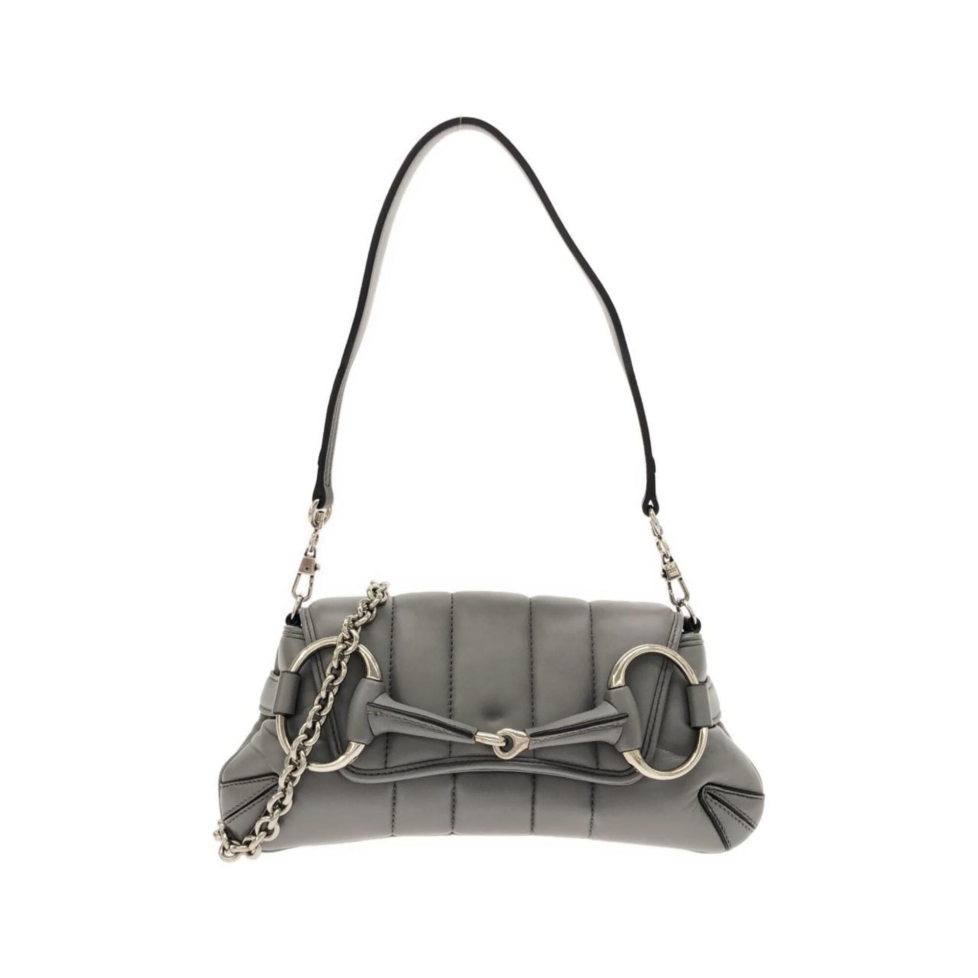 Gucci Gray Quilting Leather Shoulder Bag (Pre-Owned)