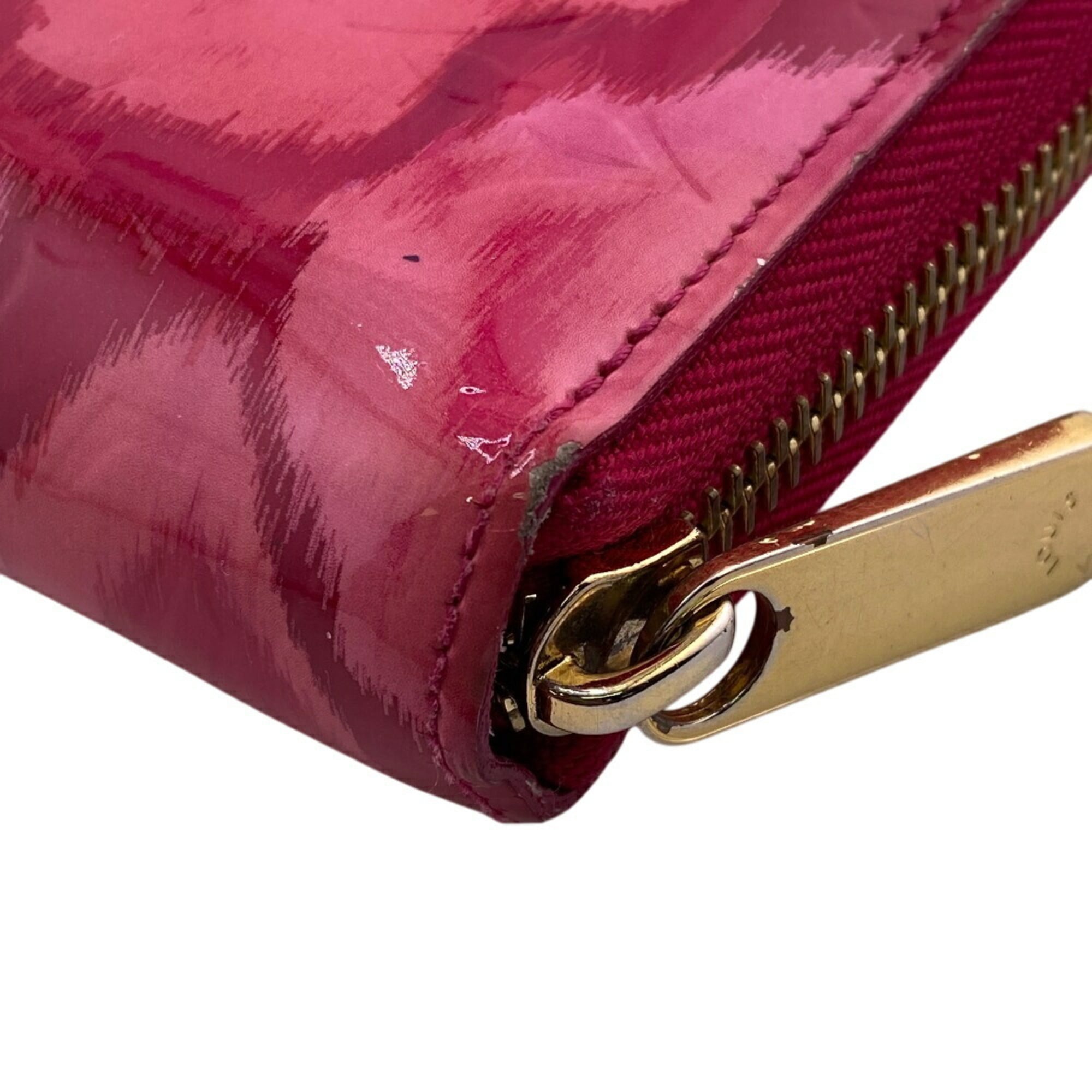 Louis Vuitton Pink Red Color Vernis Leather Long Wallet