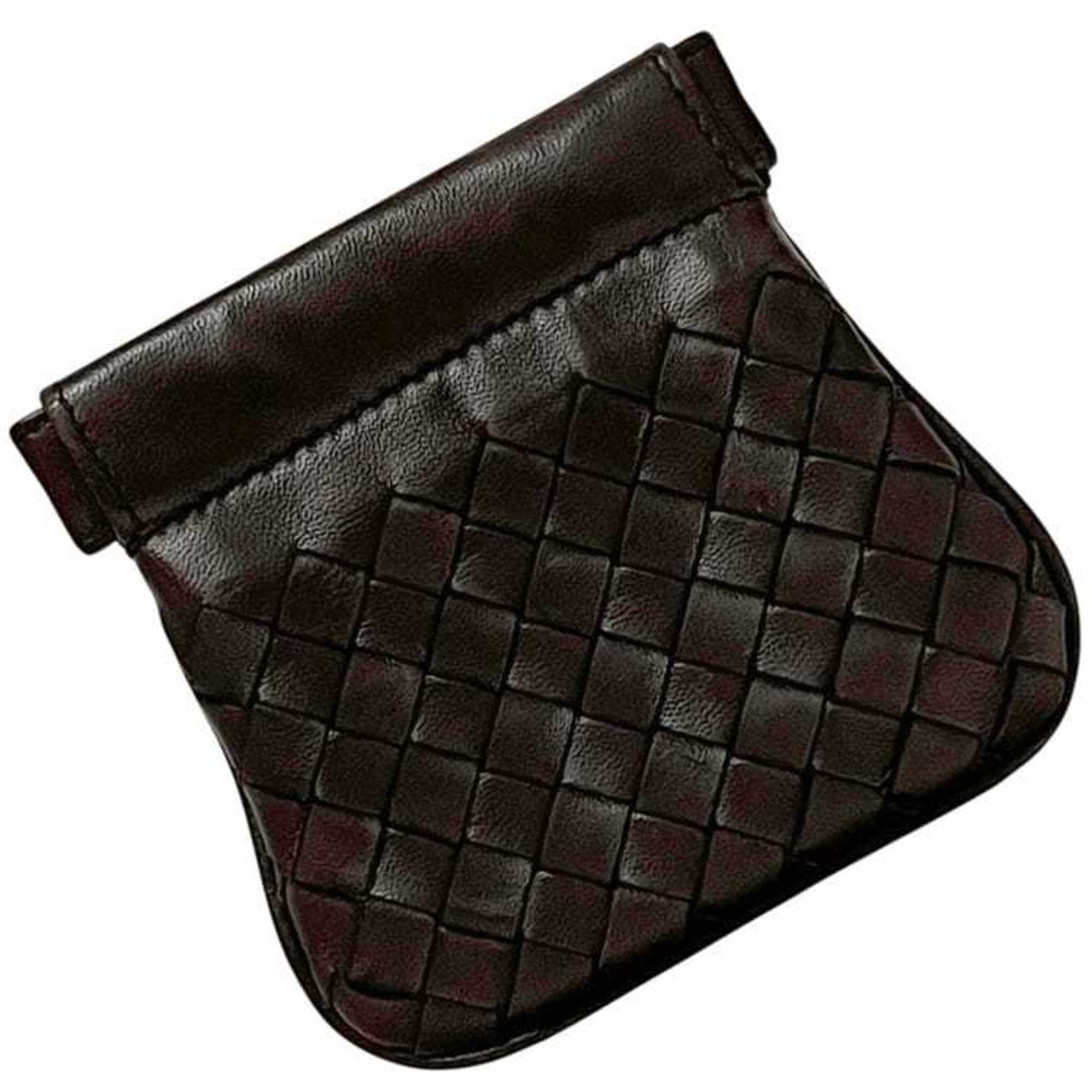 Bottega Veneta Intrecciato Brown Leather Coin Purse/Coin Case
