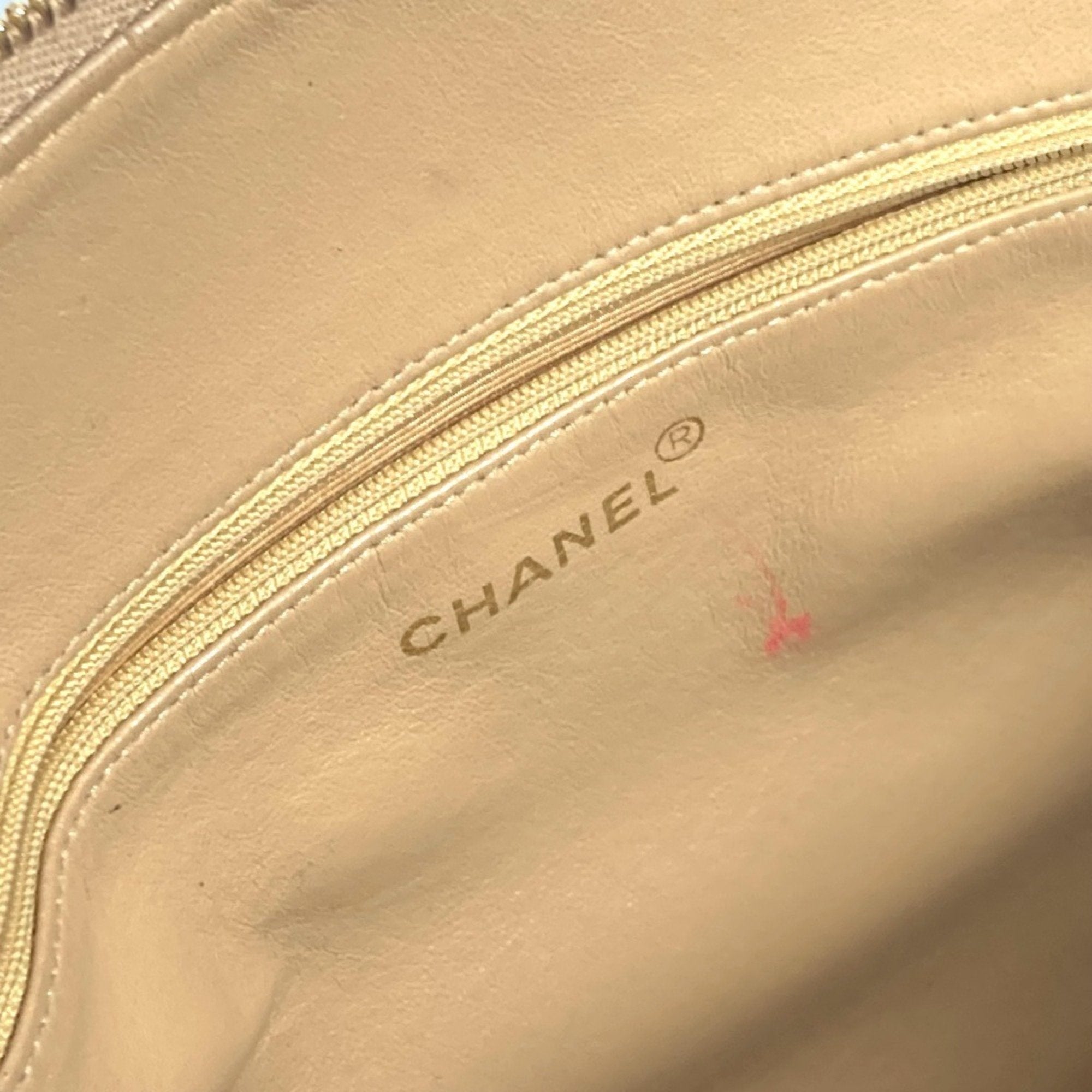 Chanel Beige Grained Calfskin Shoulder Bag Tote Bag