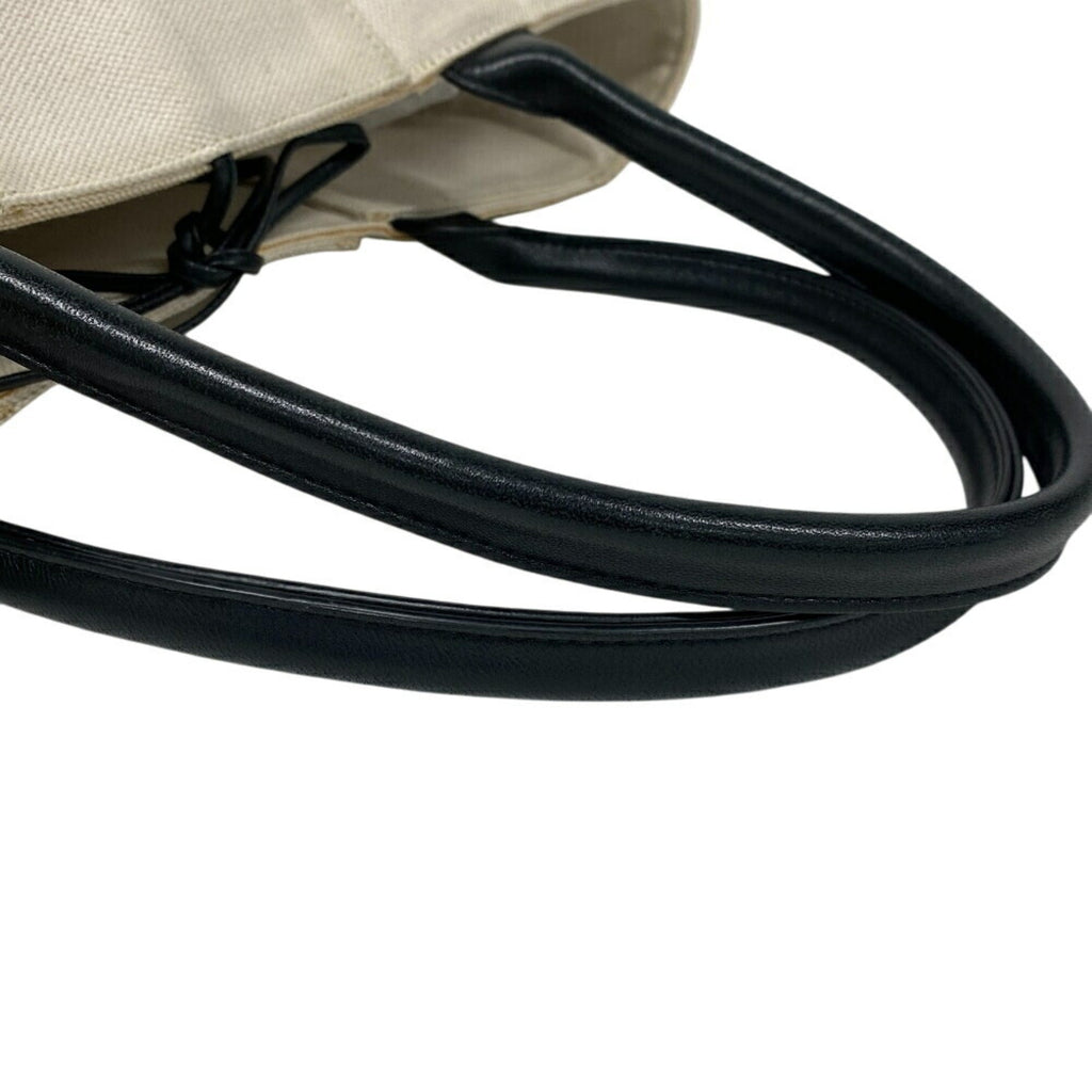 Bottega Veneta Ivory Canvas Leather Handbag