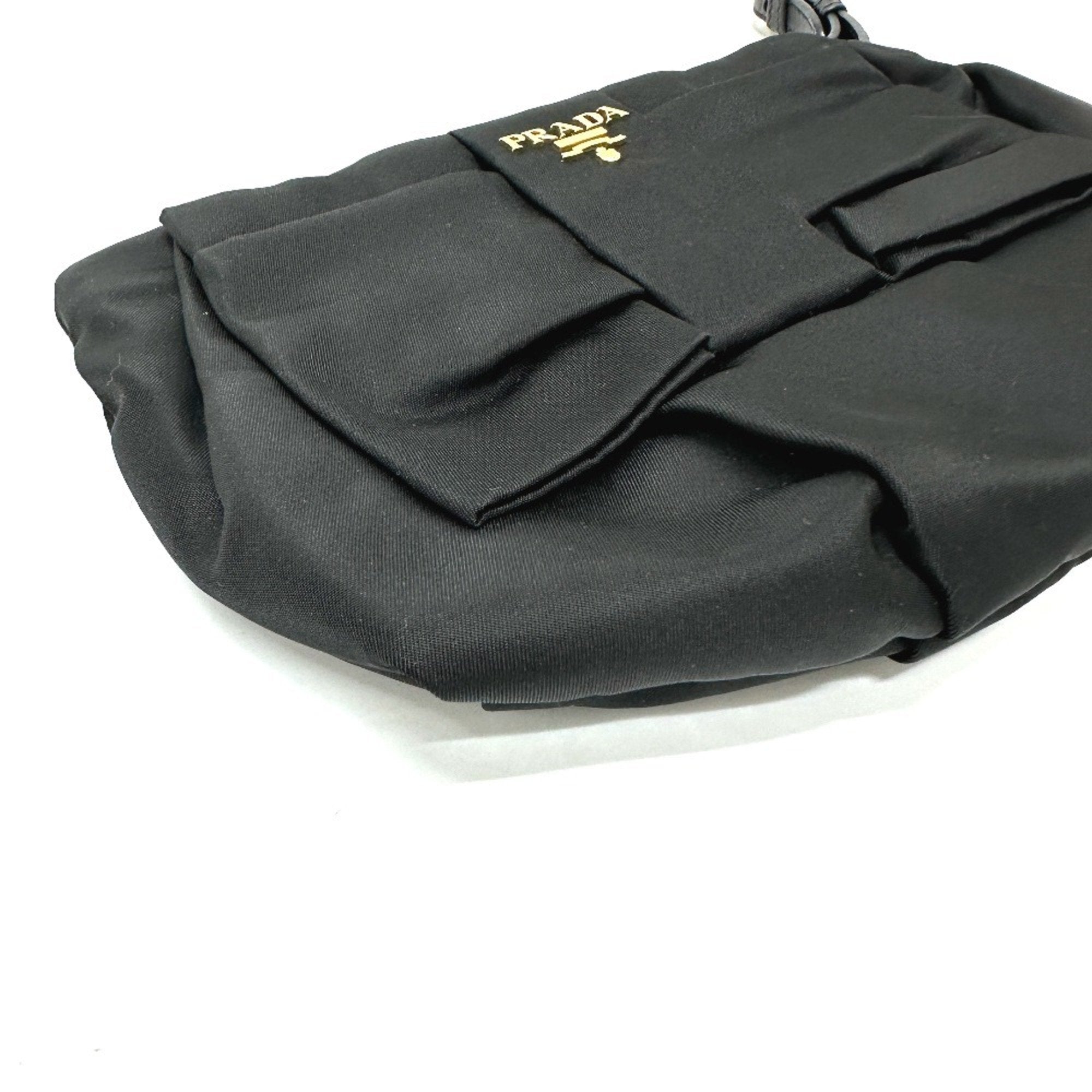 Prada Black Leather Nylon Pouch