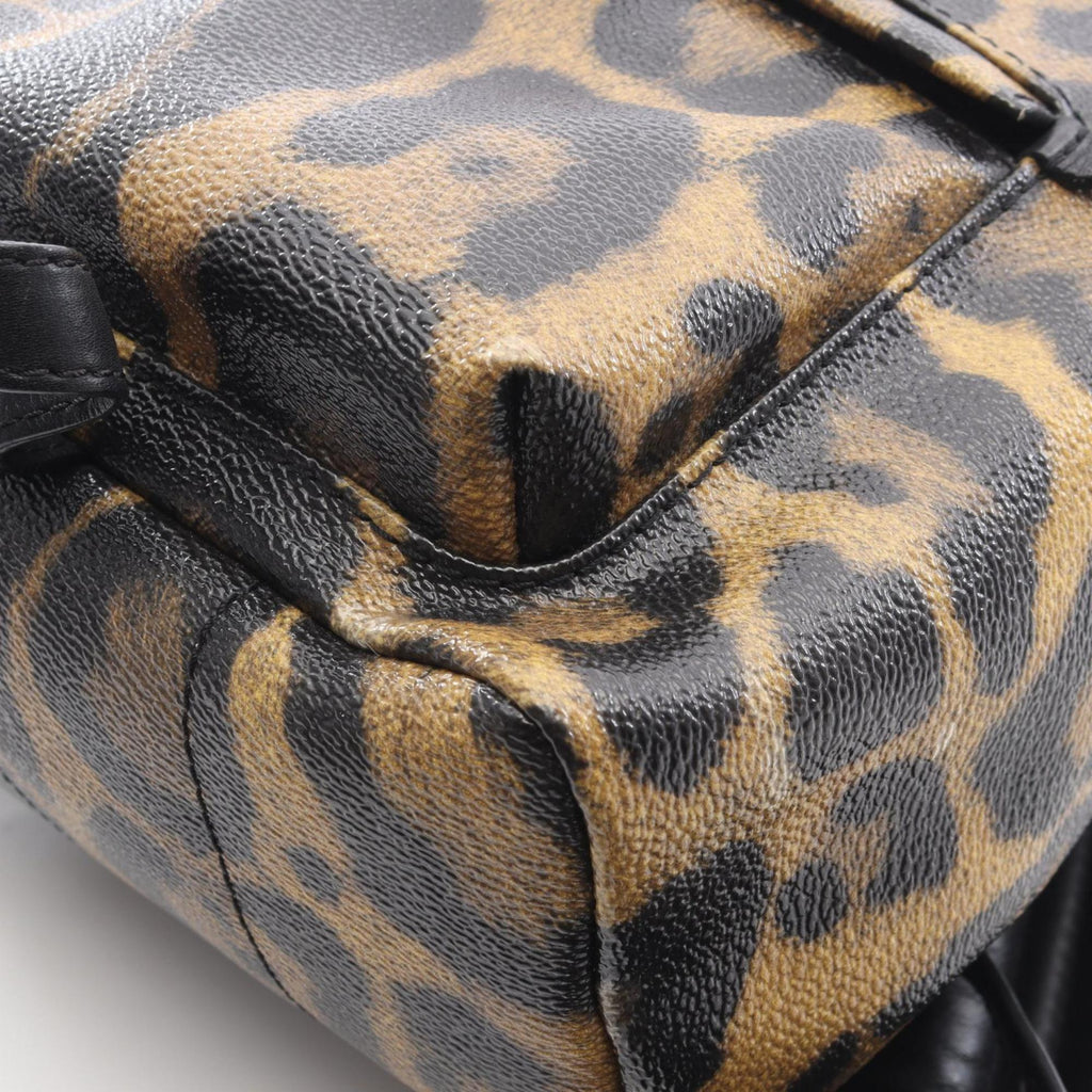 Louis Vuitton Black Brown Coated Canvas Leather Backpack Handbag
