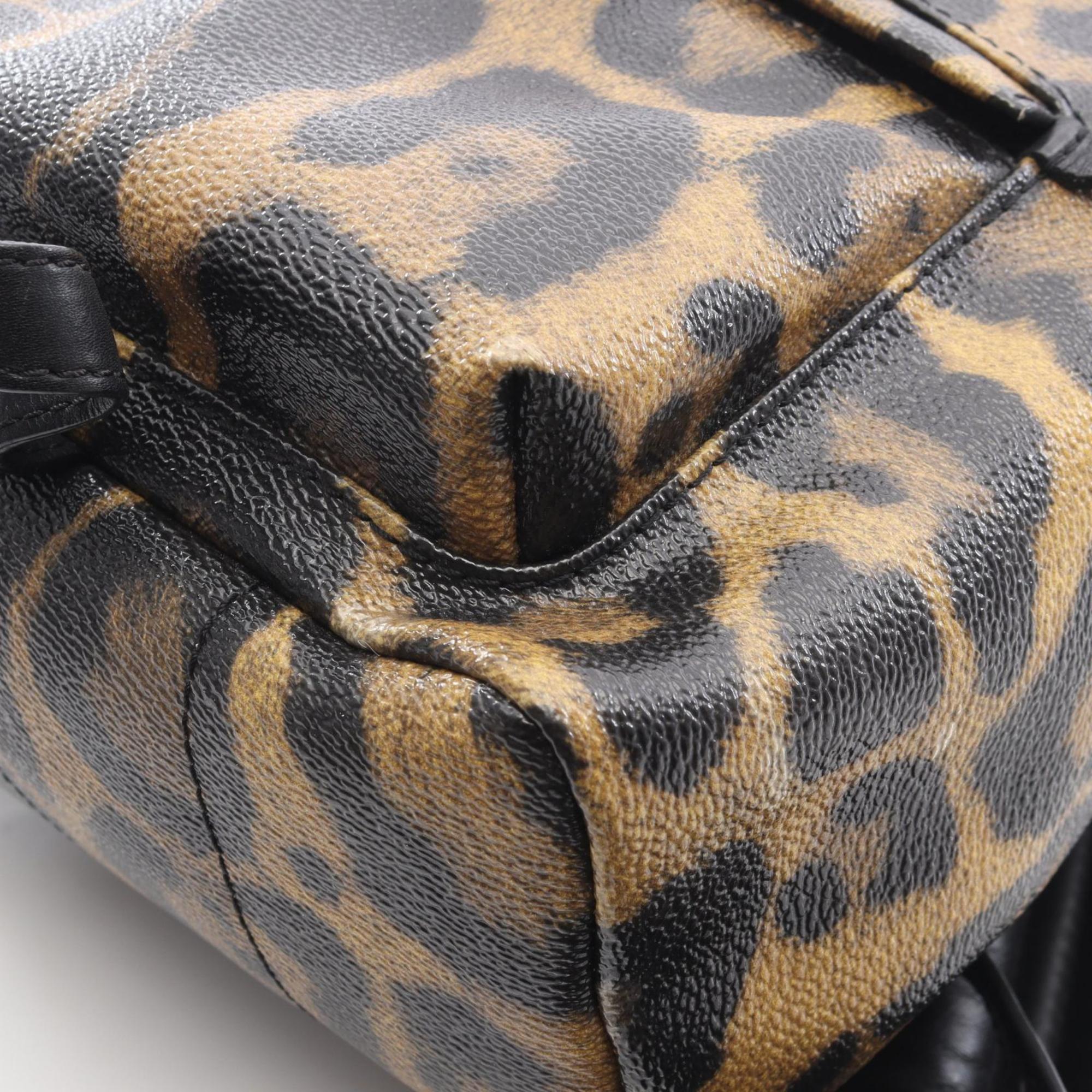 Louis Vuitton Black Brown Coated Canvas Leather Backpack Handbag