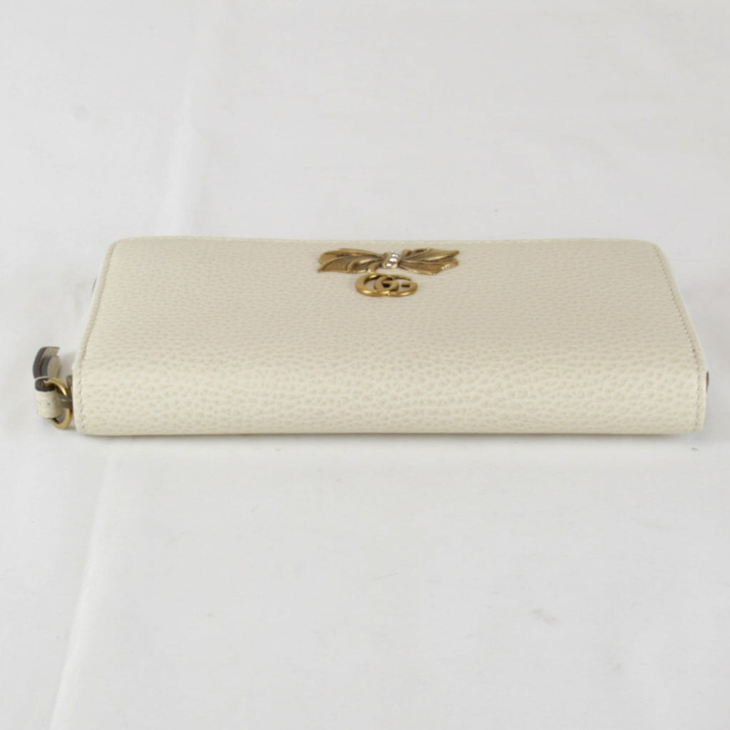 Gucci White Leather Long Wallet (Bi-Fold) (Pre-Owned)