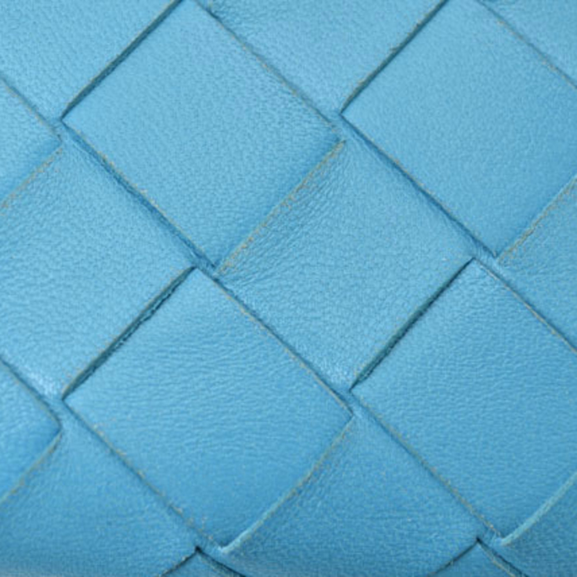 Bottega Veneta Intrecciato Light Blue Leather Long Wallet (Bi-Fold)