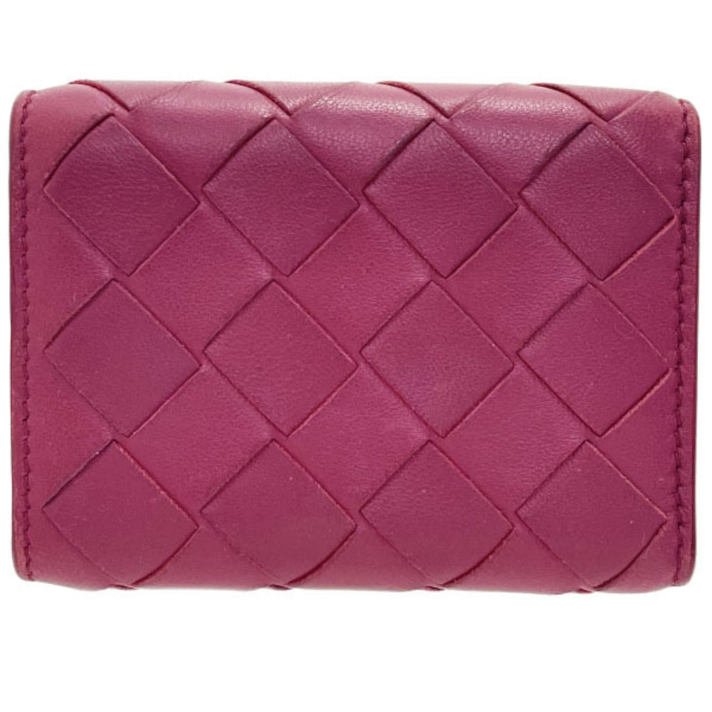 Bottega Veneta Red Color Wine Intrecciato Wallet (Tri-Fold)