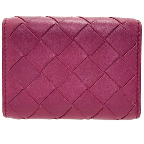 Bottega Veneta Red Color Wine Intrecciato Wallet (Tri-Fold)