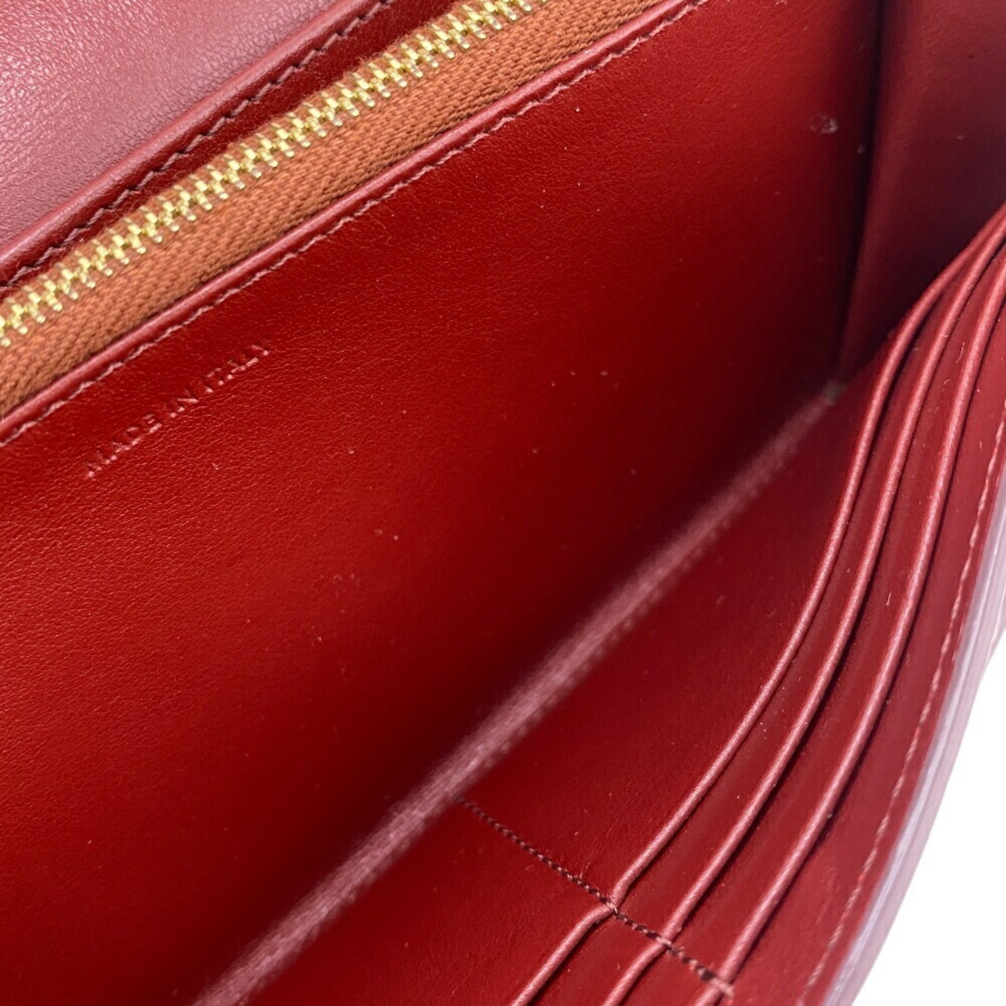 Celine Bordeaux Leather Long Wallet (Bi-Fold)