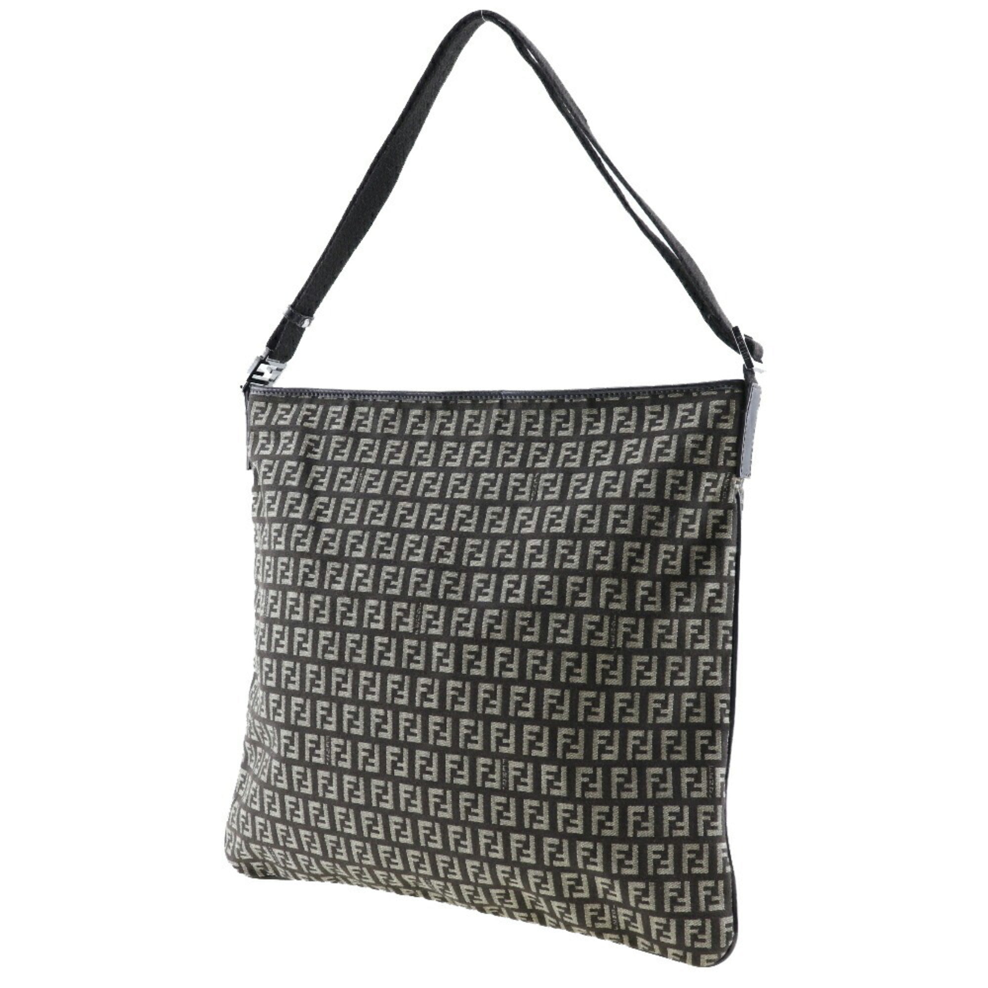 Fendi Zucchino Brown Canvas Shoulder Bag