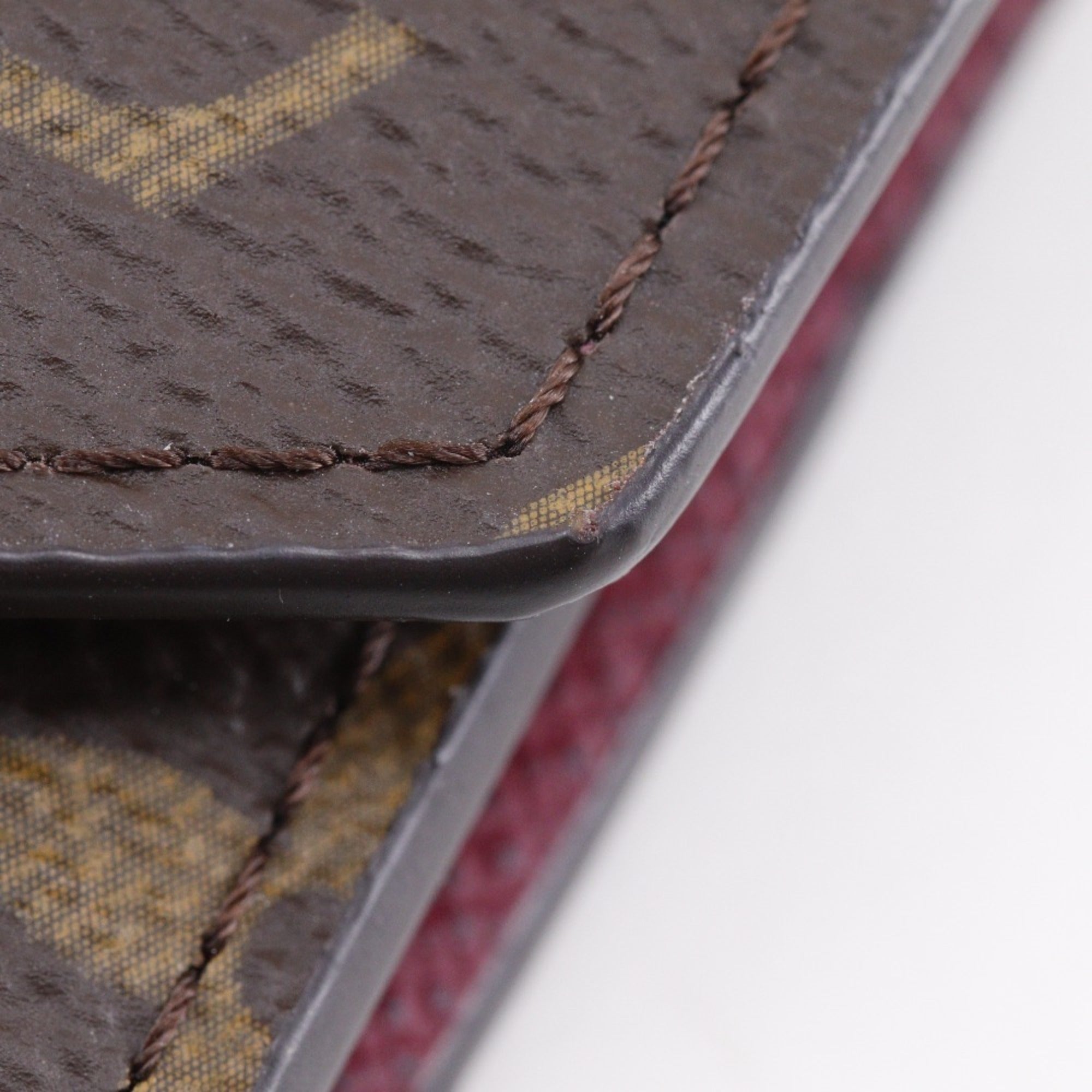 Louis Vuitton Brown Fuchsia Monogram Canvas Wallet (Tri-Fold)