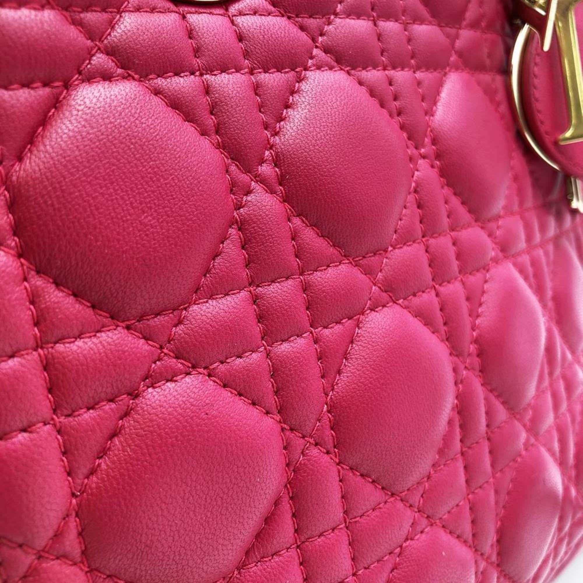 Christian Dior Pink Leather Handbag Shoulder Bag (Pre-Owned)